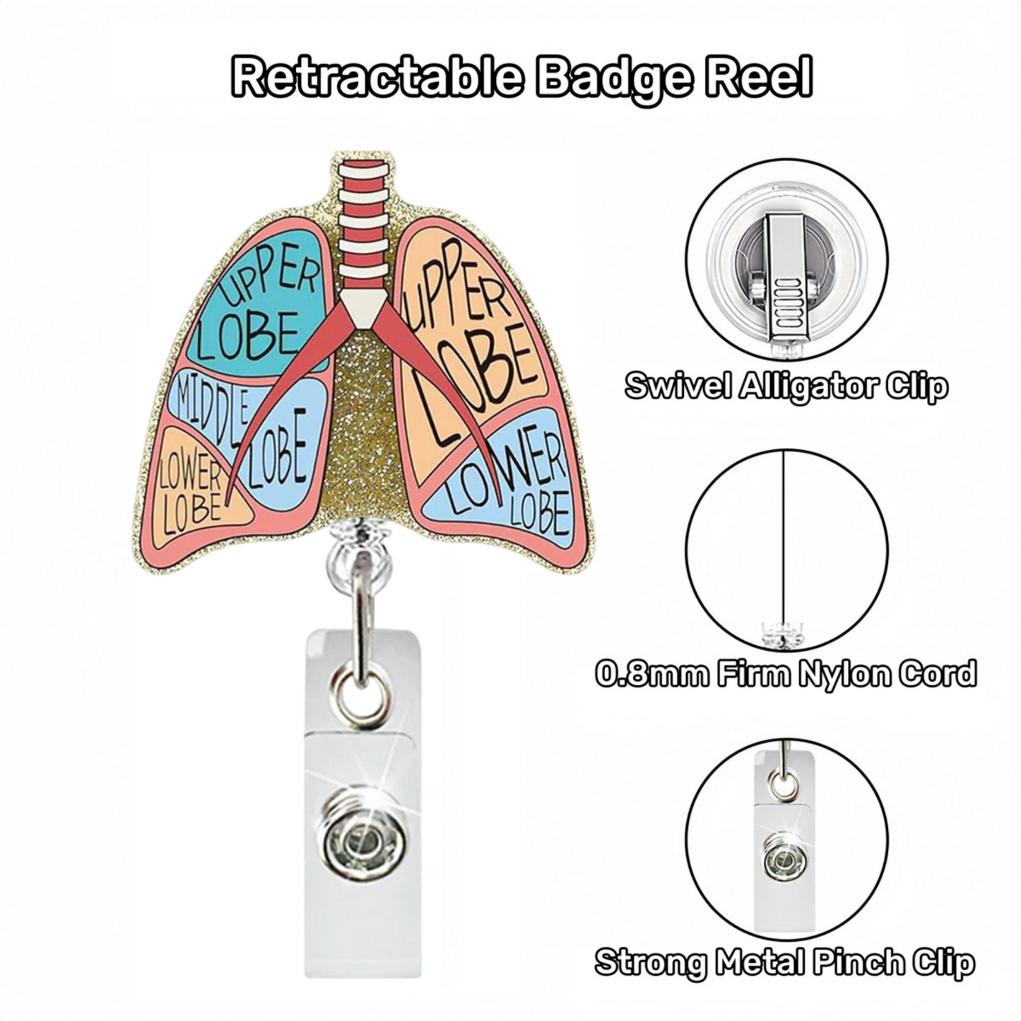 Acrylic Gold Glitter Foundation Badge Reel