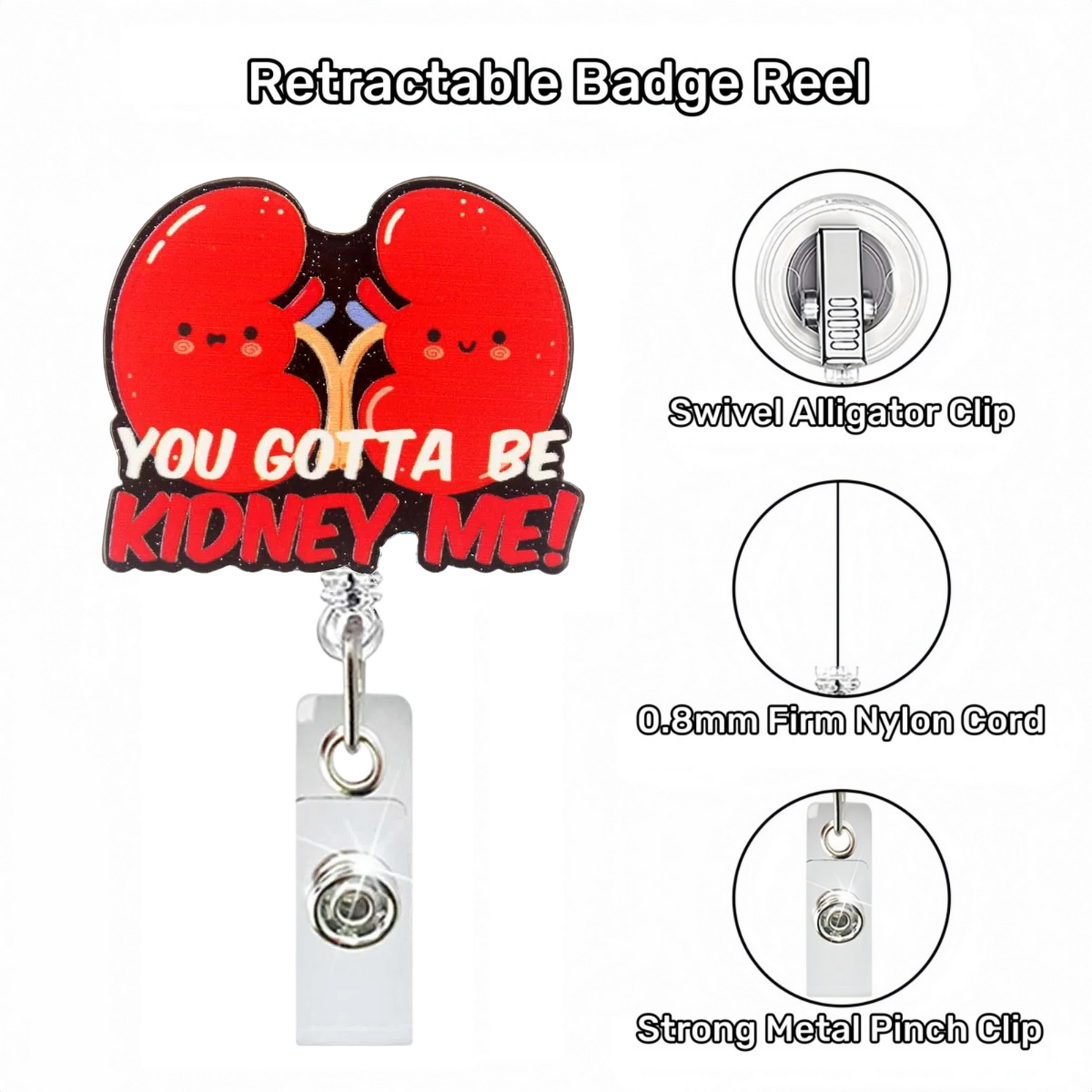 Acrylic Red Kidney Essence Badge Reel