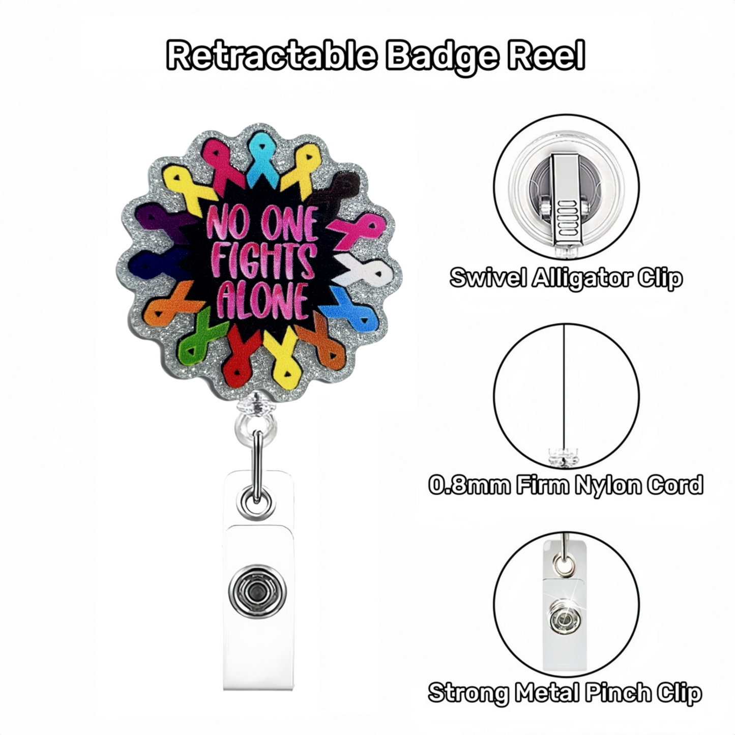 Acrylic No One Fights Alone Badge Reel