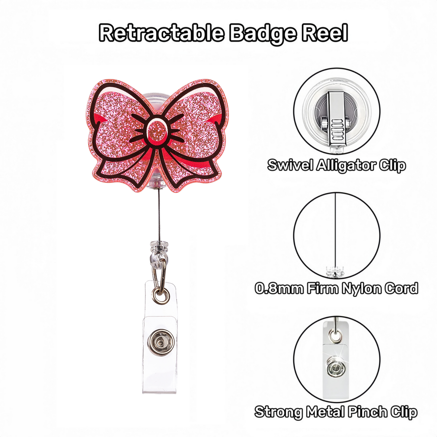 Acrylic Sheer Bow Badge Reel
