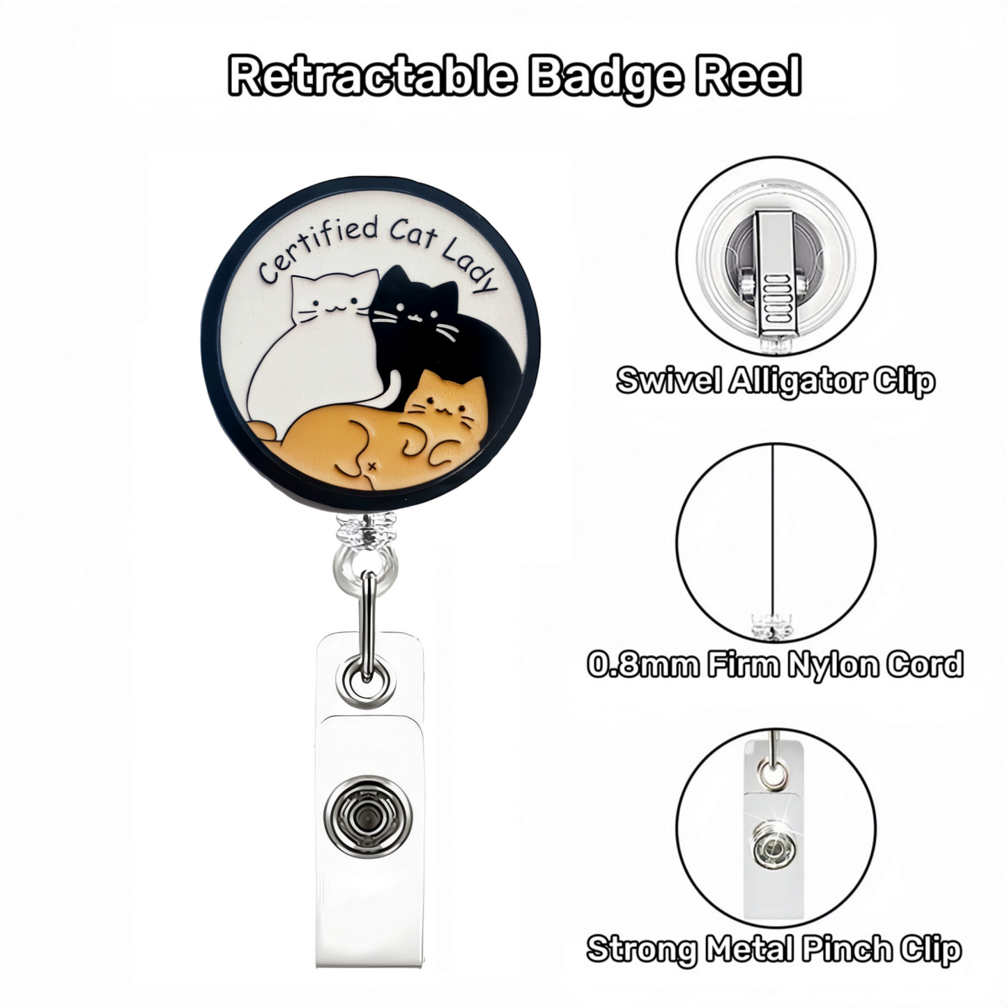 Acrylic Family Portrait of Cats Badge Reel