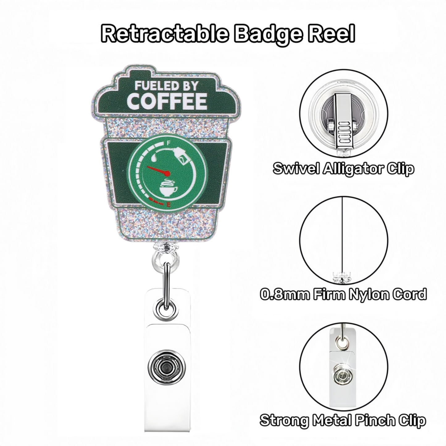 Acrylic Green Cup Sleeve Coffee Cup Badge Reel