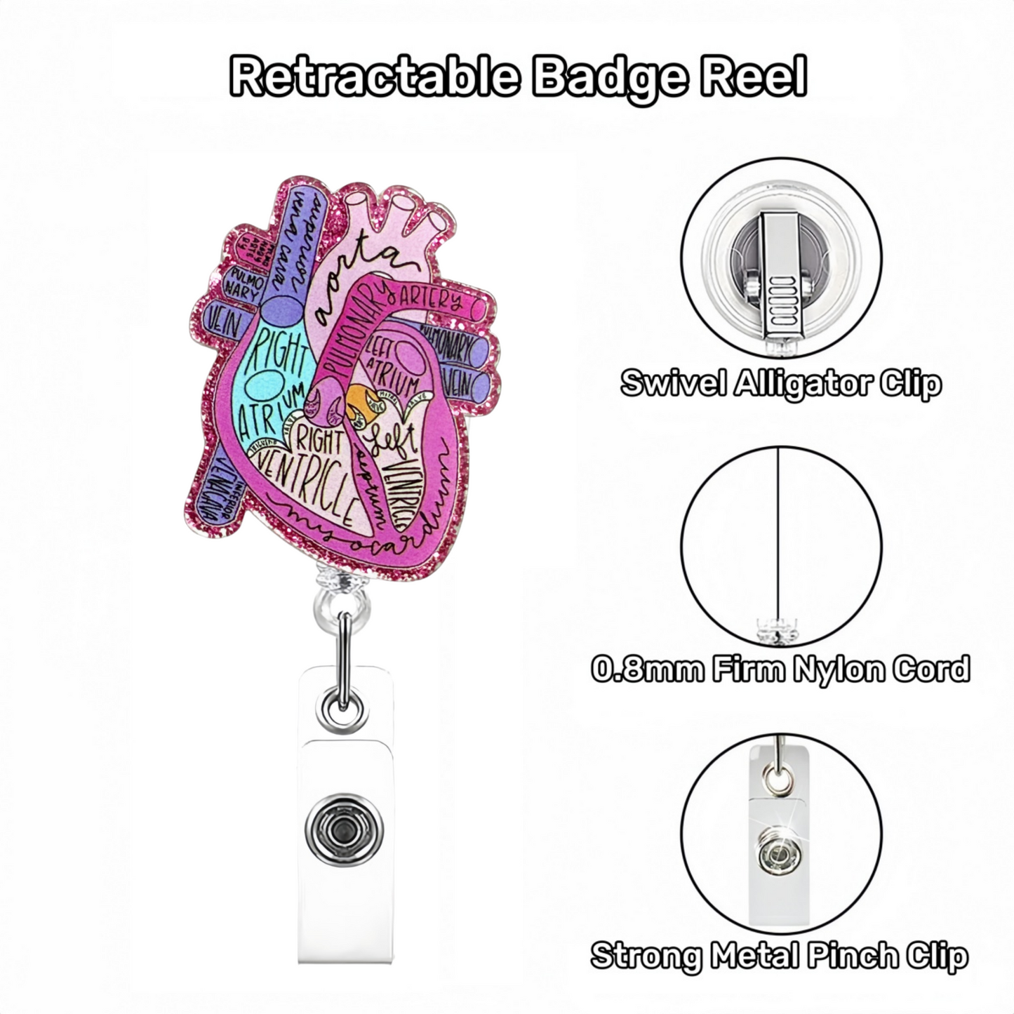 Acrylic Heart On Pink Background Badge Reel