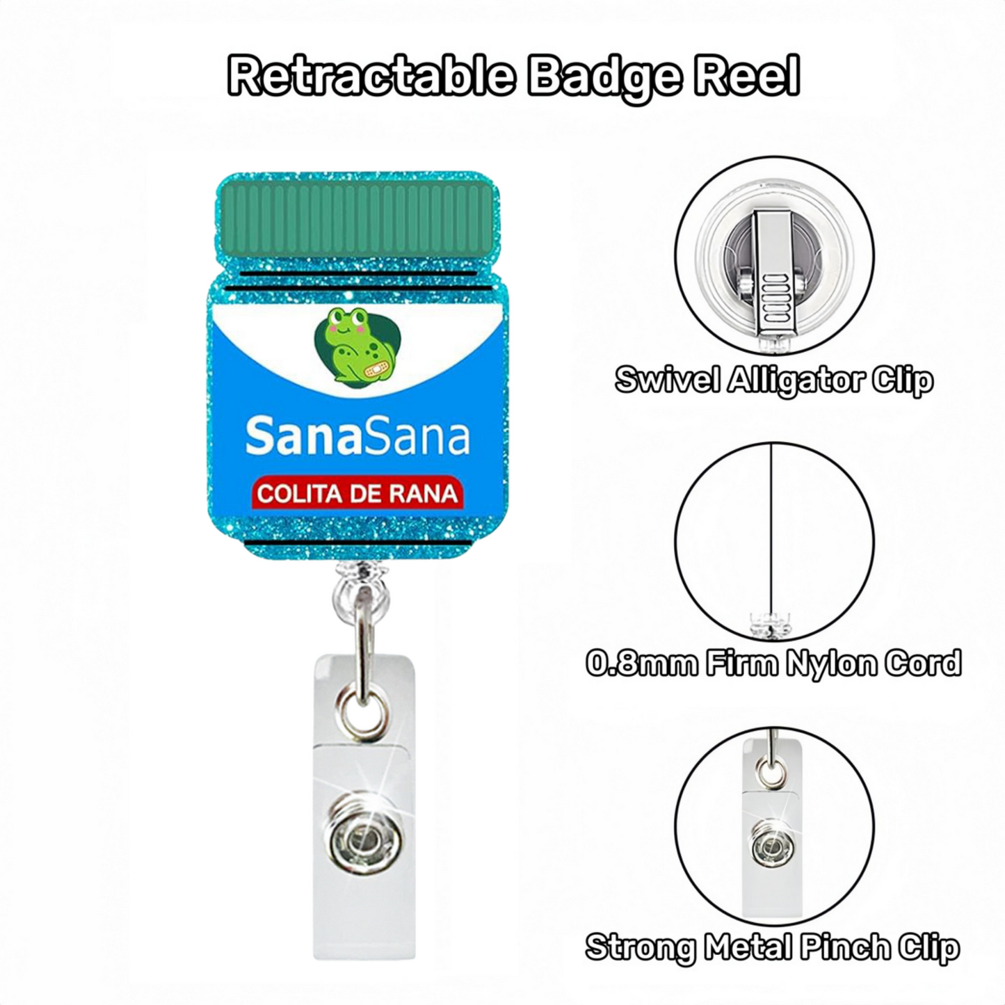 Acrylic Frog with Sasa Bottle Badge Reel