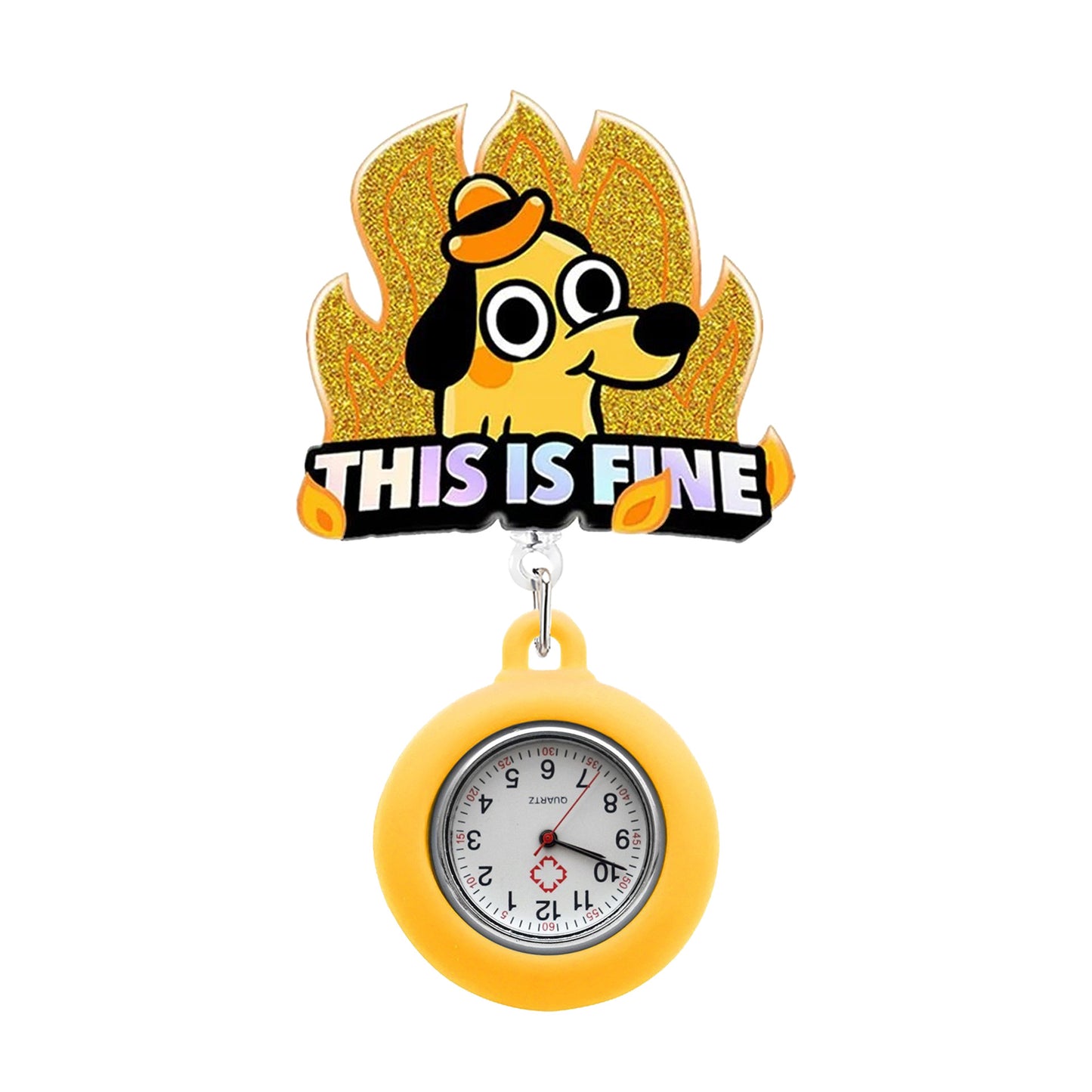 This is Fine Dog Badge Reel with Fob Watch