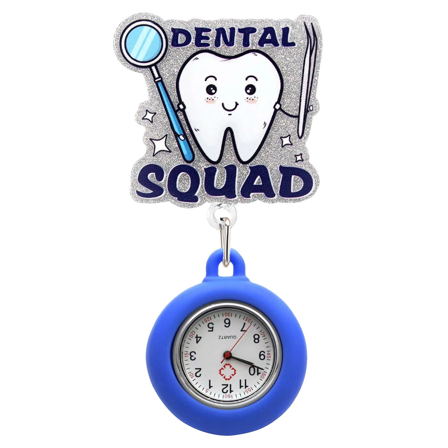 Acrylic Dental Squad Badge Reel with Blue Fob Watch