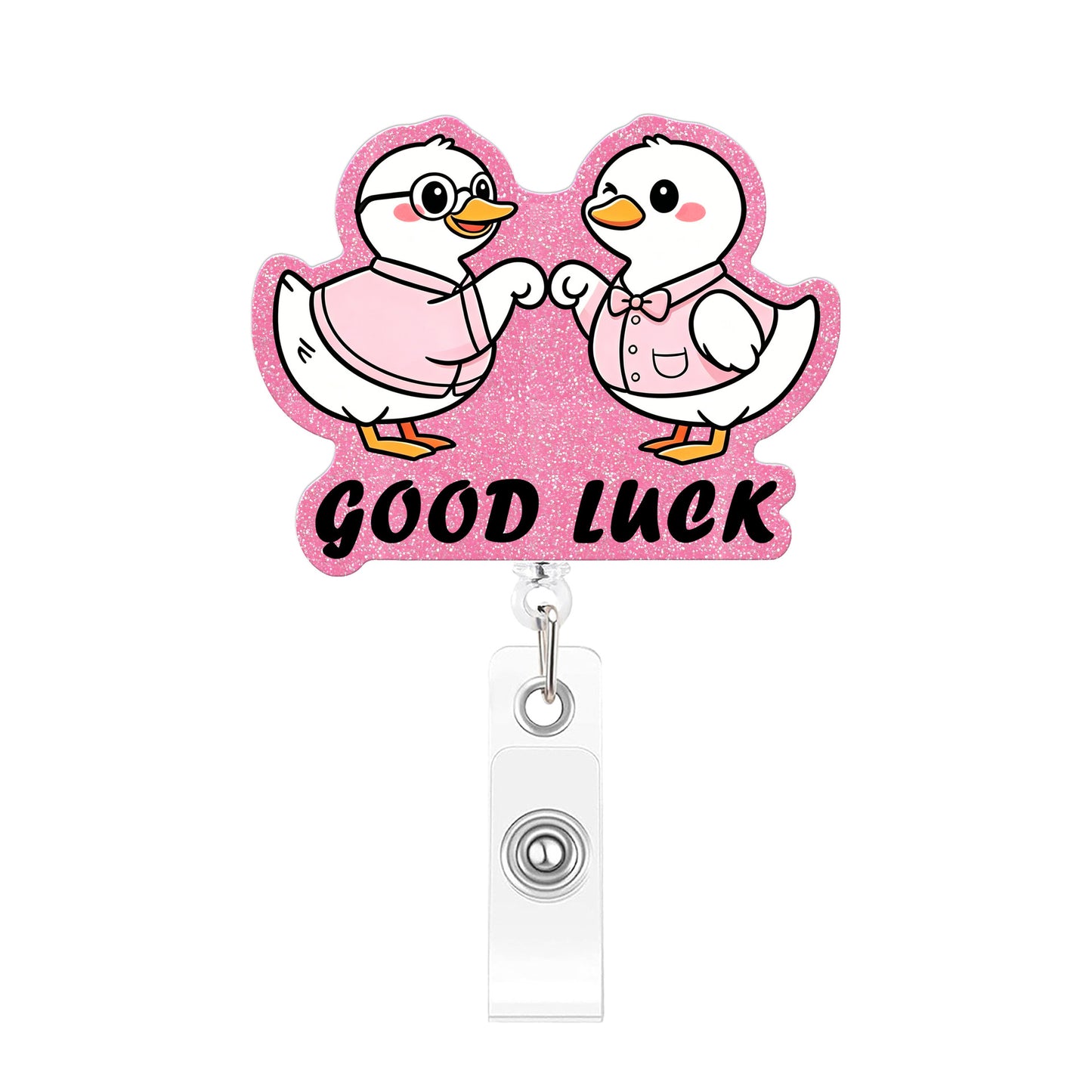 Pink Good Luck Goose Acrylic Badge Reel