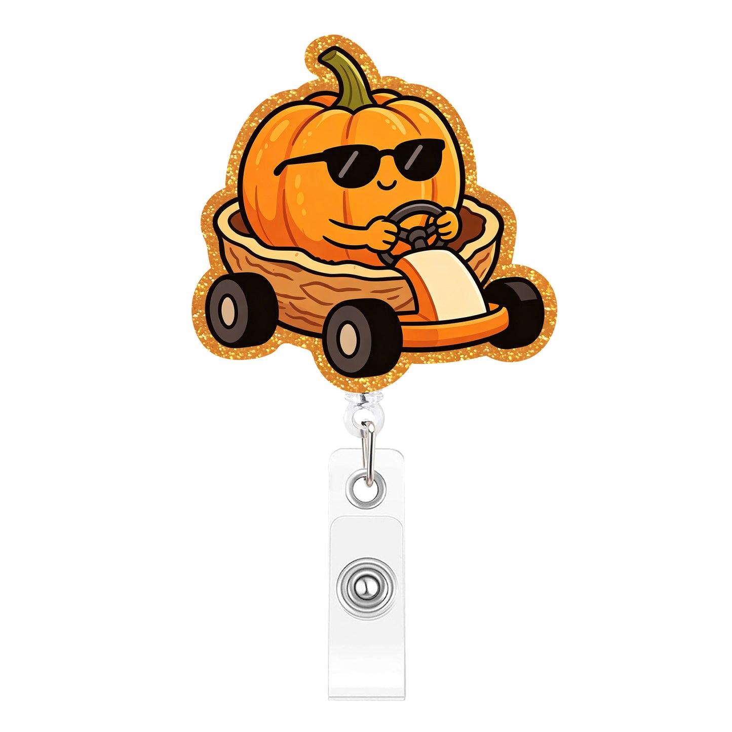 Drive Pumpkin Acrylic Badge Reel