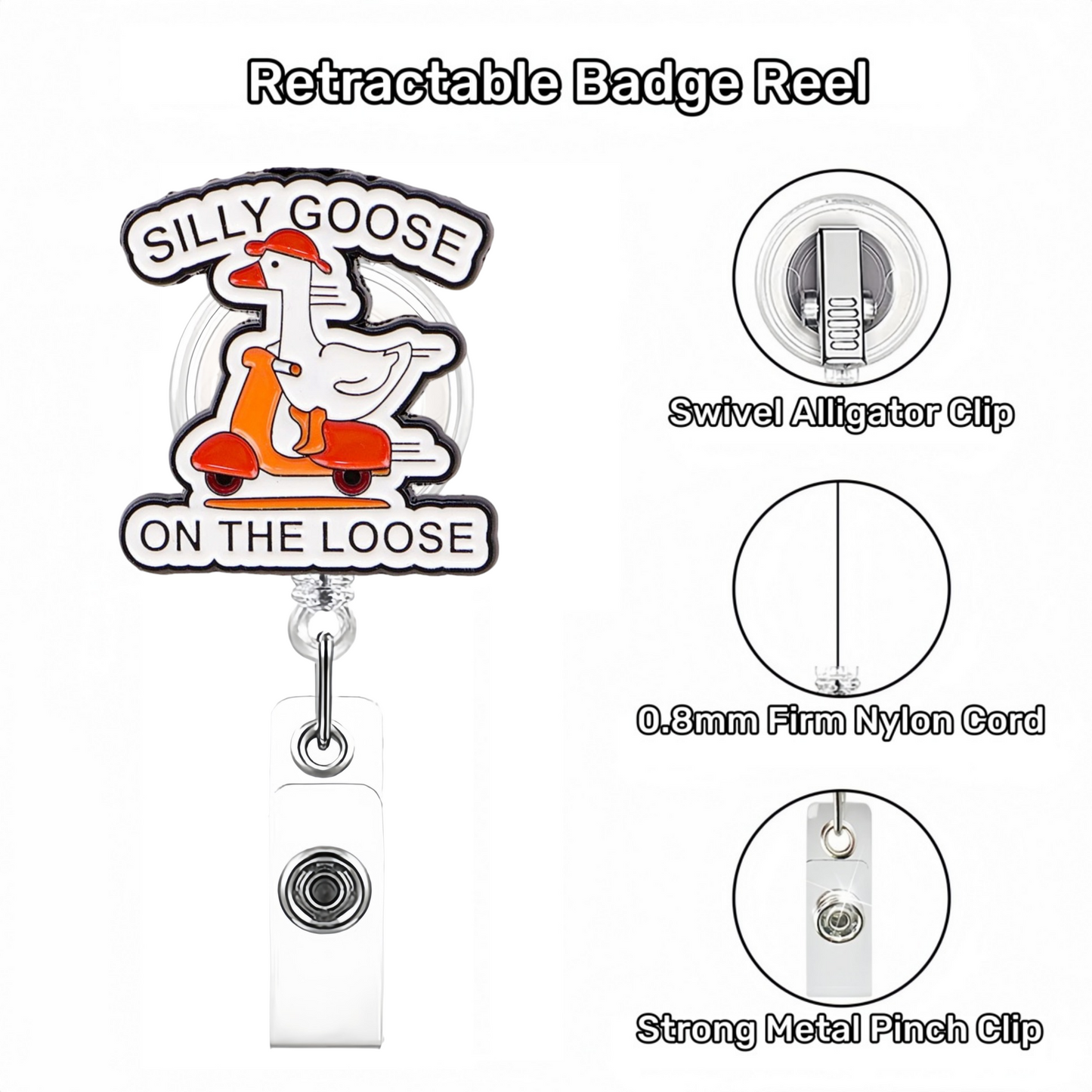 Acrylic Goose Ride Electric Scooter Badge Reel