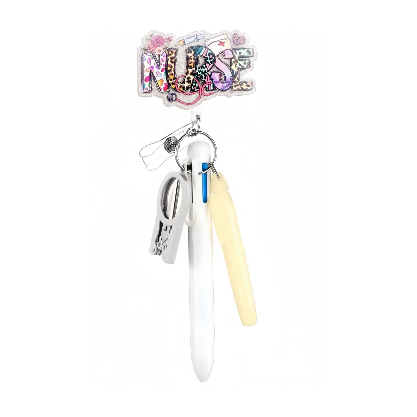 Nurse Badge Reel with White Pen Set
