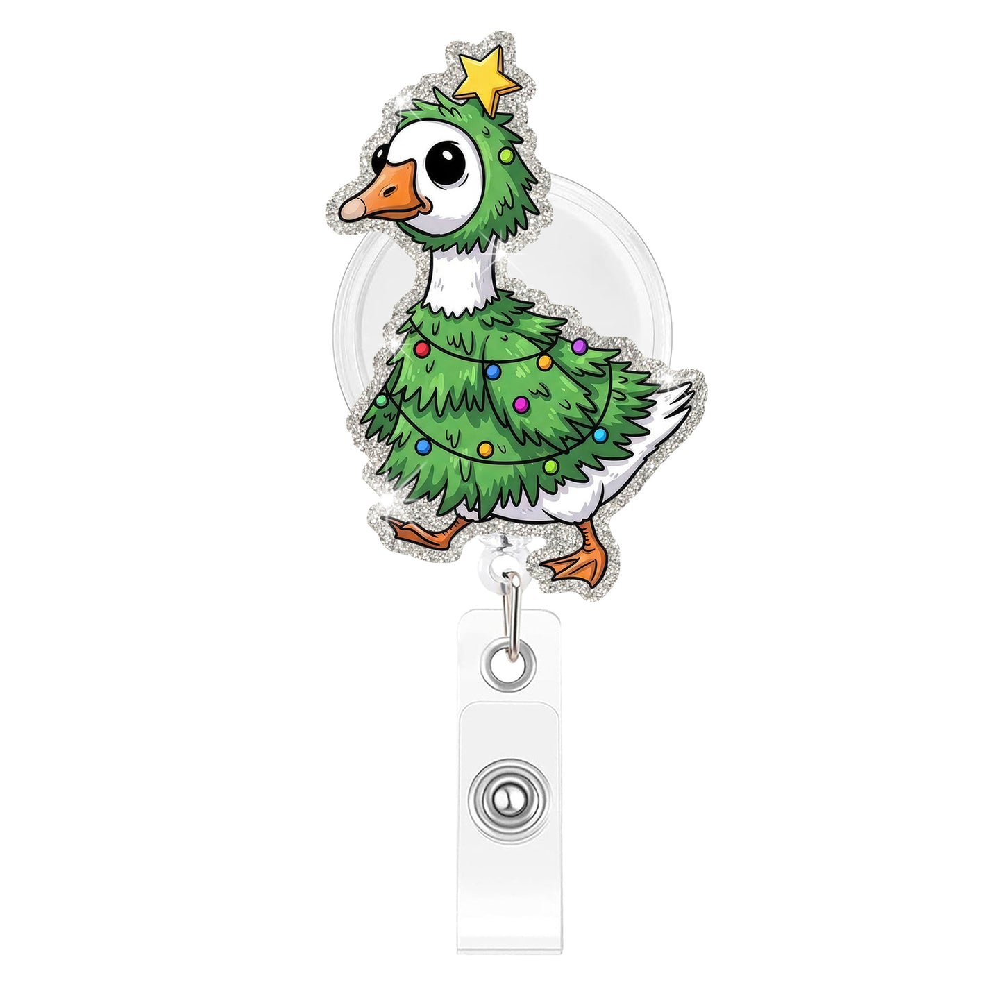 Left Christmas Tree Silly Goose Acrylic Badge Reel