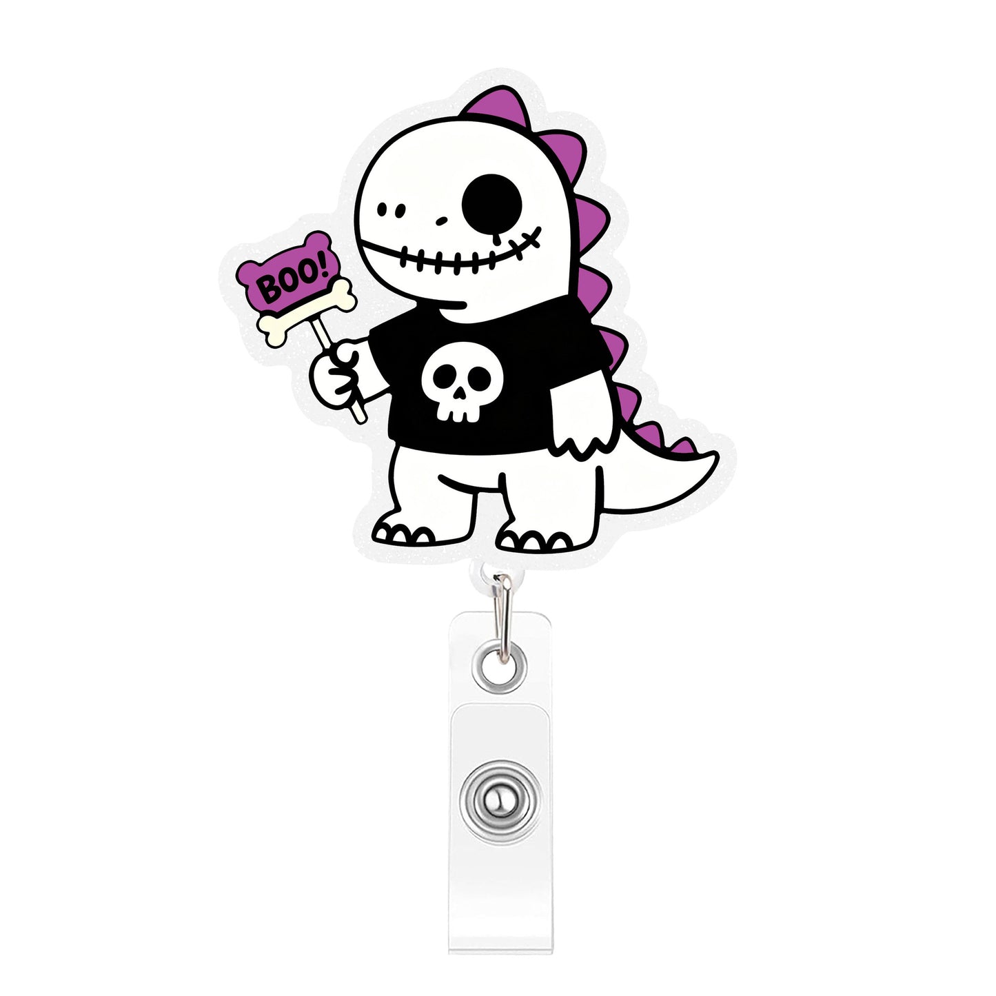 BOO Skeleton Dragon Acrylic Badge Reel