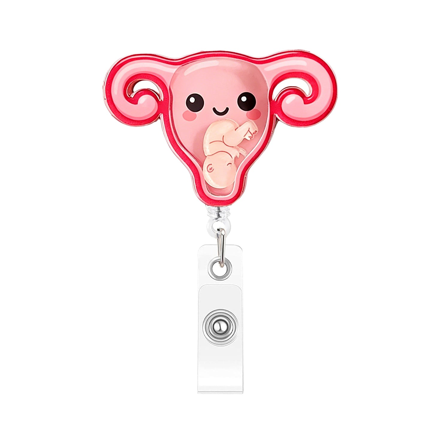 Pink Uterus Rocking Fun Acrylic Badge Reel