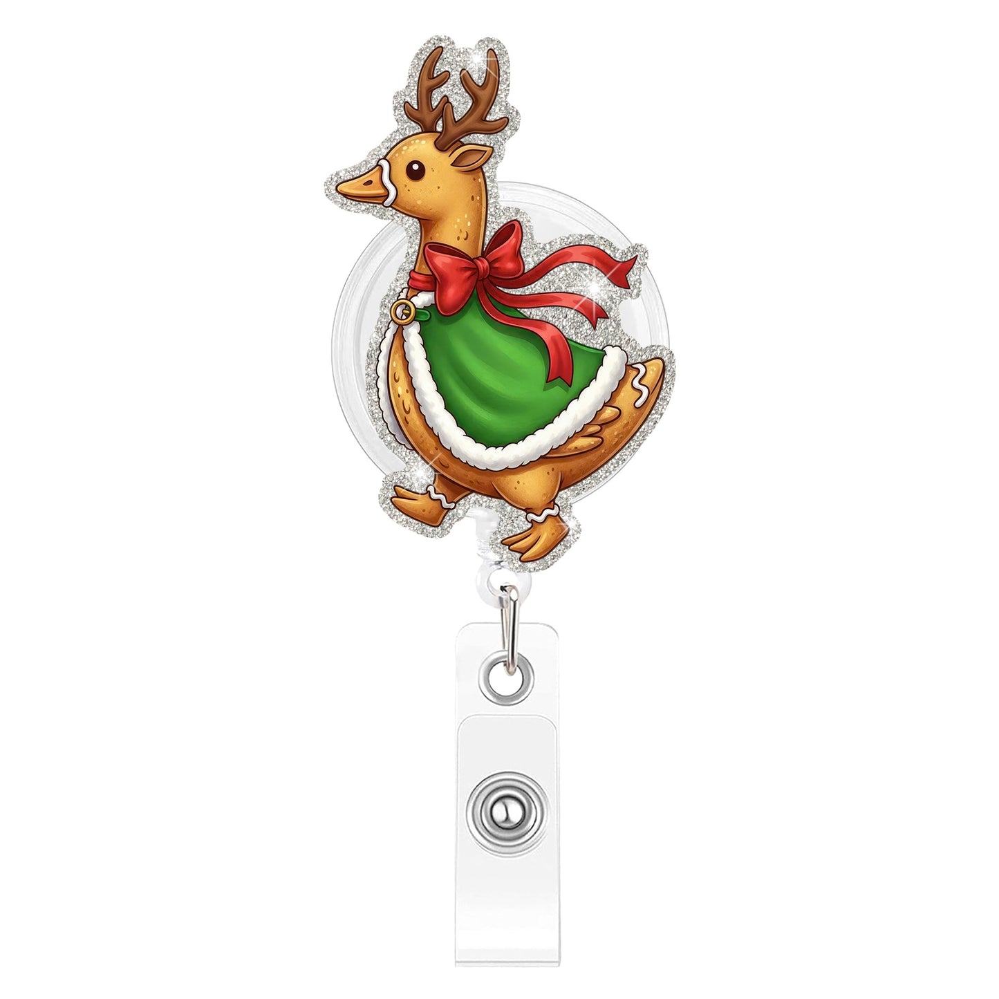 Left Green Cloak Christmas Goose Acrylic Badge Reel