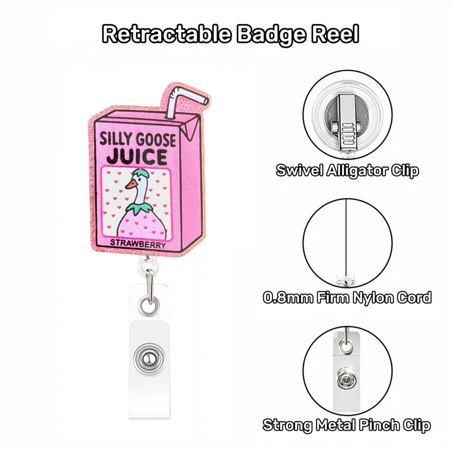 Acrylic Silly Goose Juice Badge Reel
