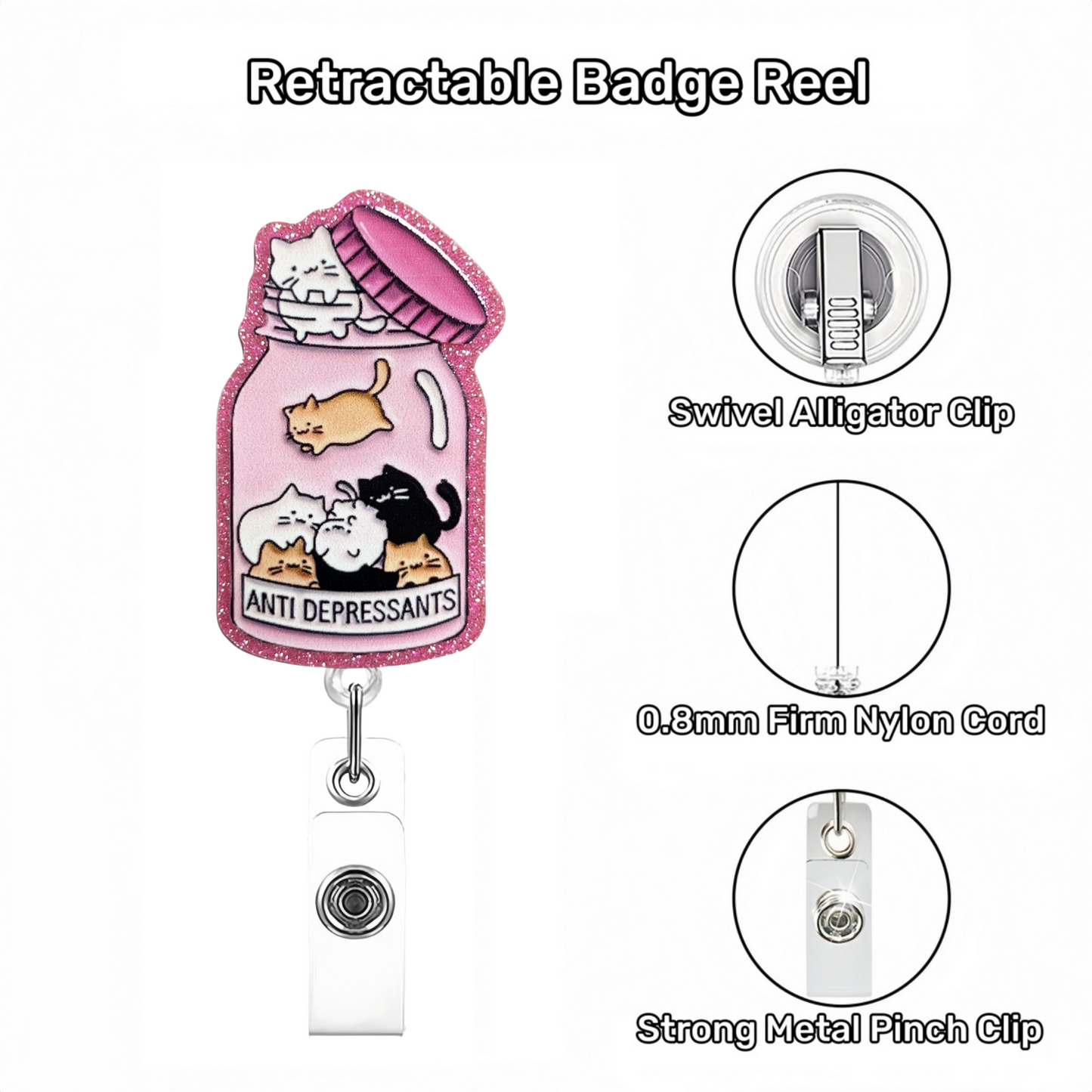 Acrylic Anti Deprassants Badge Reel