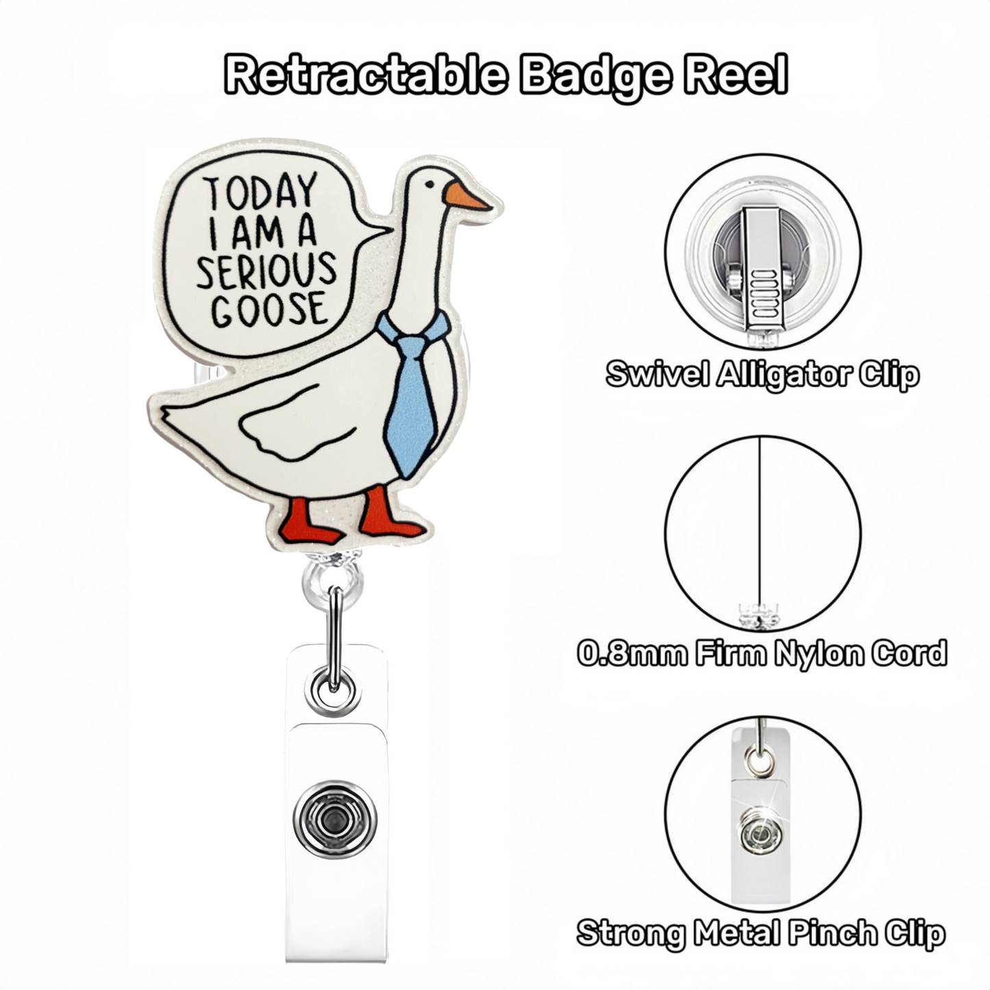 Acrylic Blue Tied Goose Badge Reel