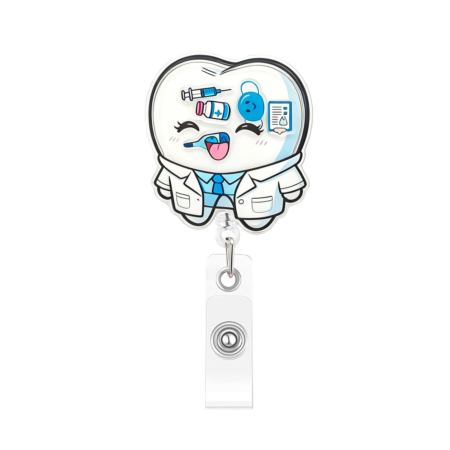 White Dentist Rocking Fun Acrylic Badge Reel