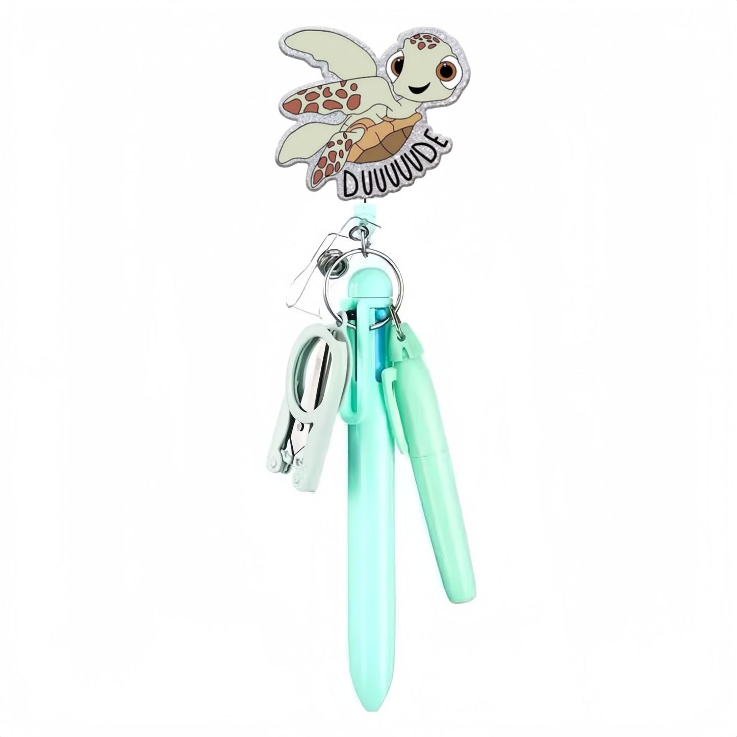 Acrylic Sea Turtle Badge Reel with Pen Set