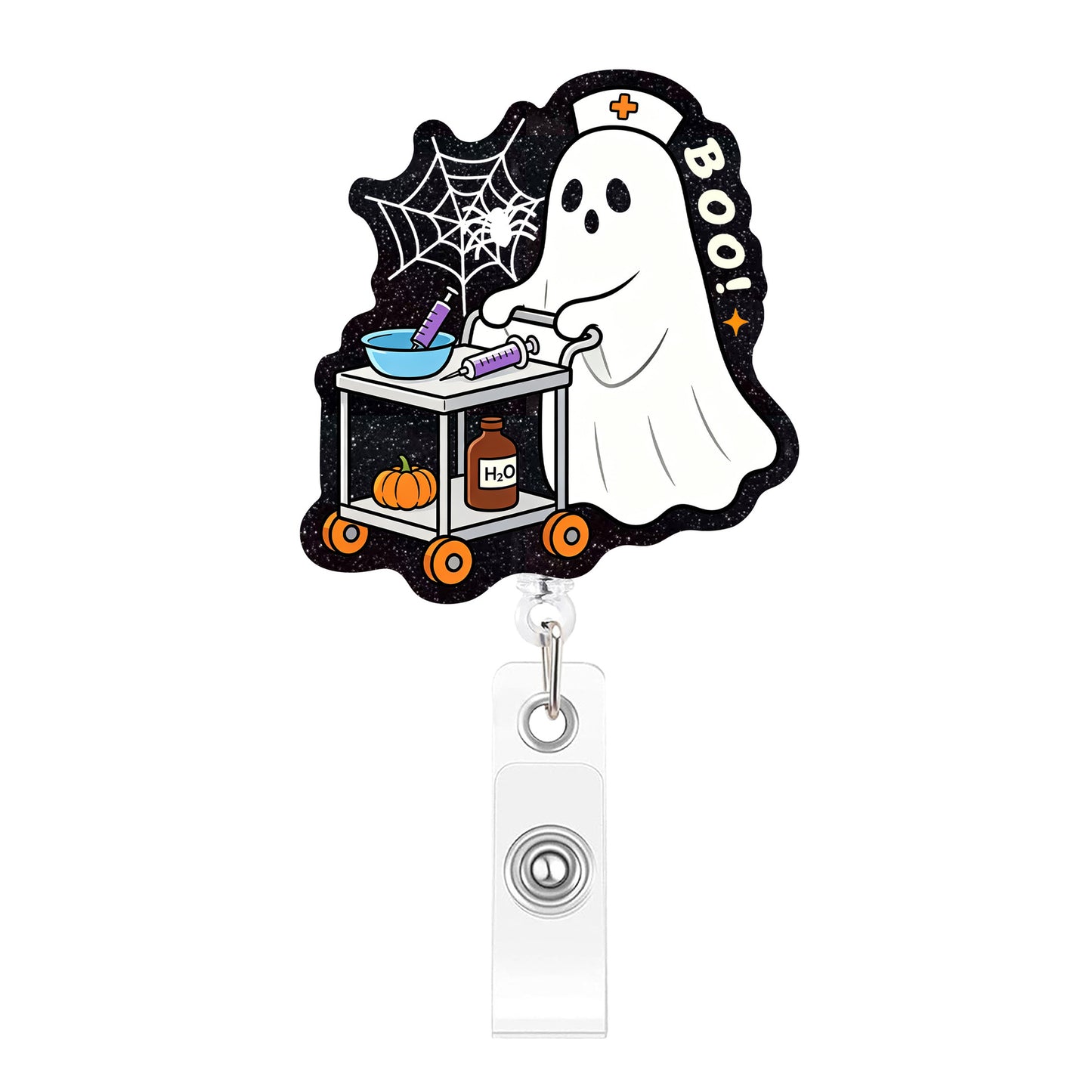 BOO Trolley Acrylic Badge Reel