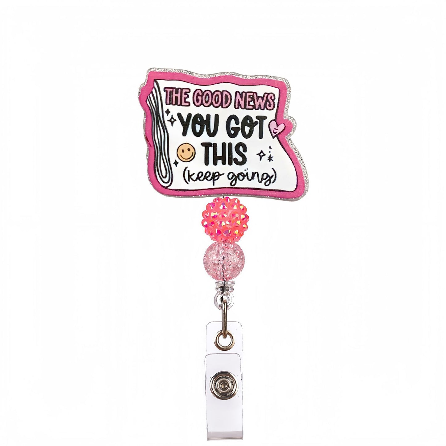 Acrylic You Got This Beaded Retractable Badge Reel