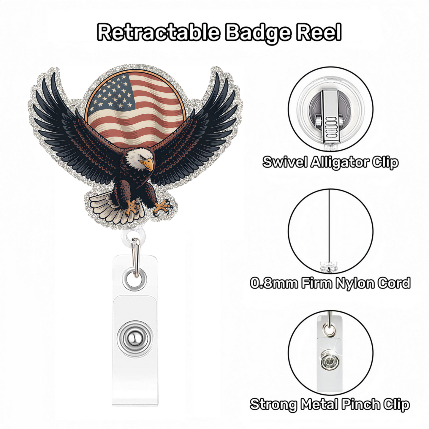 Acrylic Circular Flag and Eagle Badge Reel
