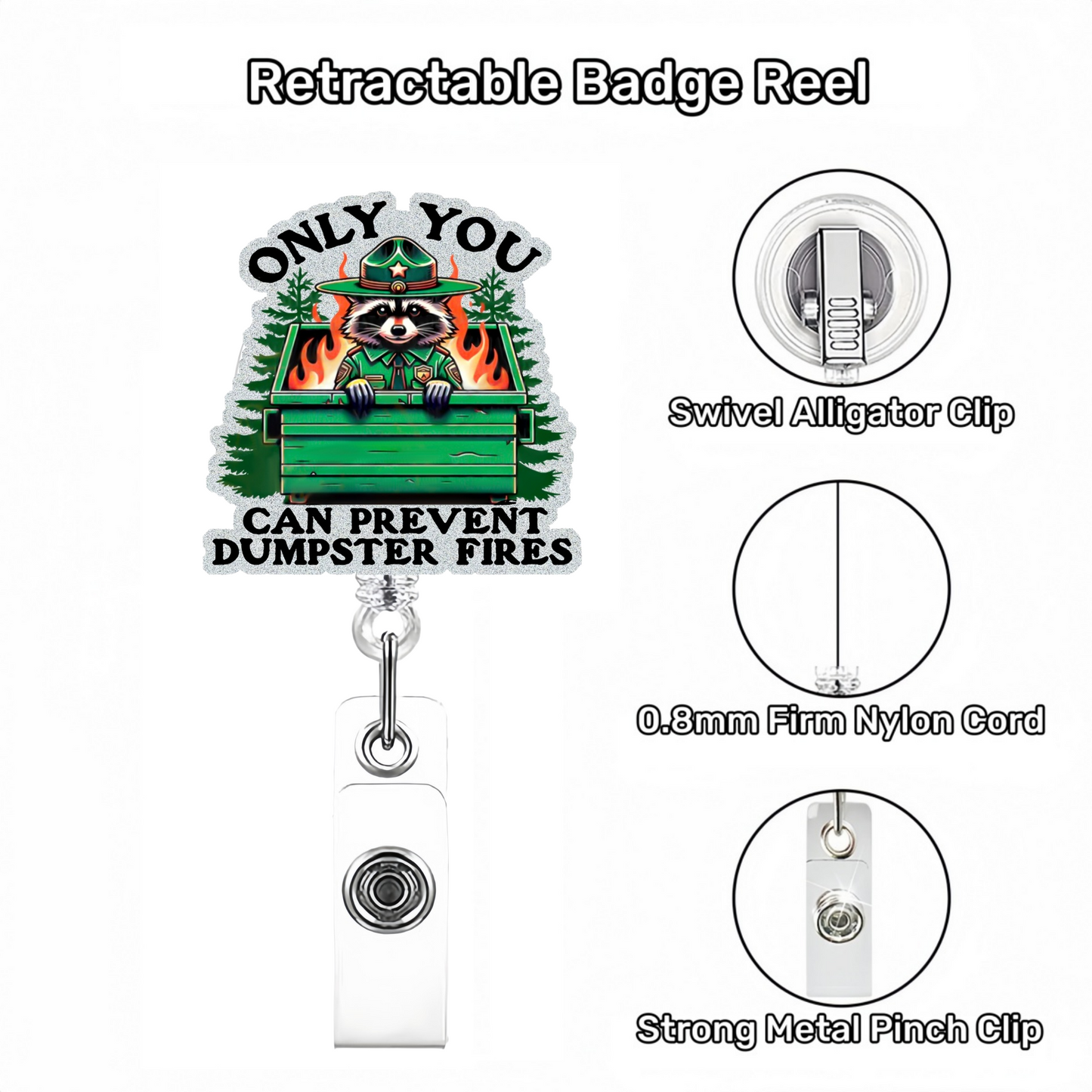 Acrylic Only You Raccoon Badge Reel