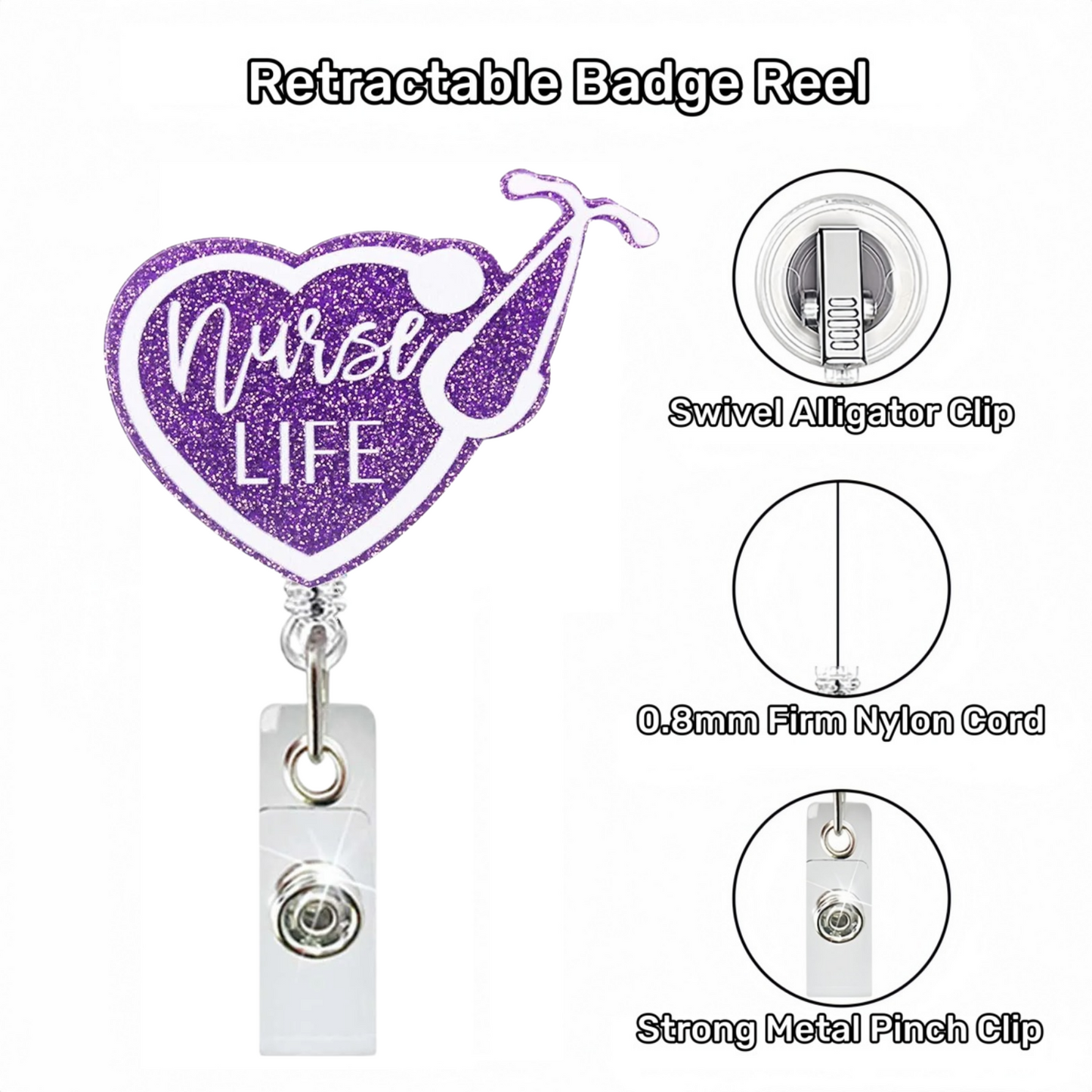 Acrylic Nurse Liff Badge Reel