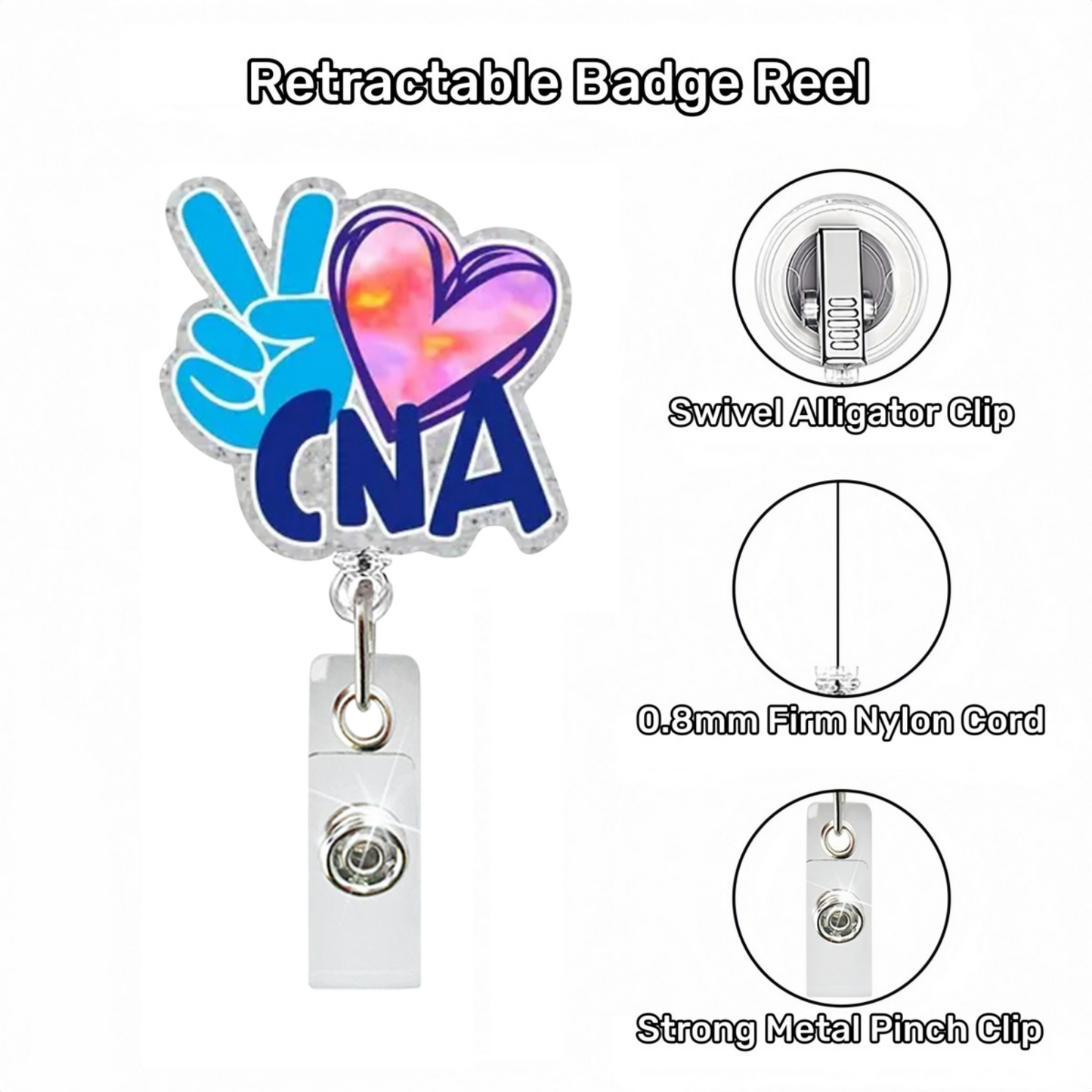 Acrylic Thumbs Up with a Heart Badge Reel