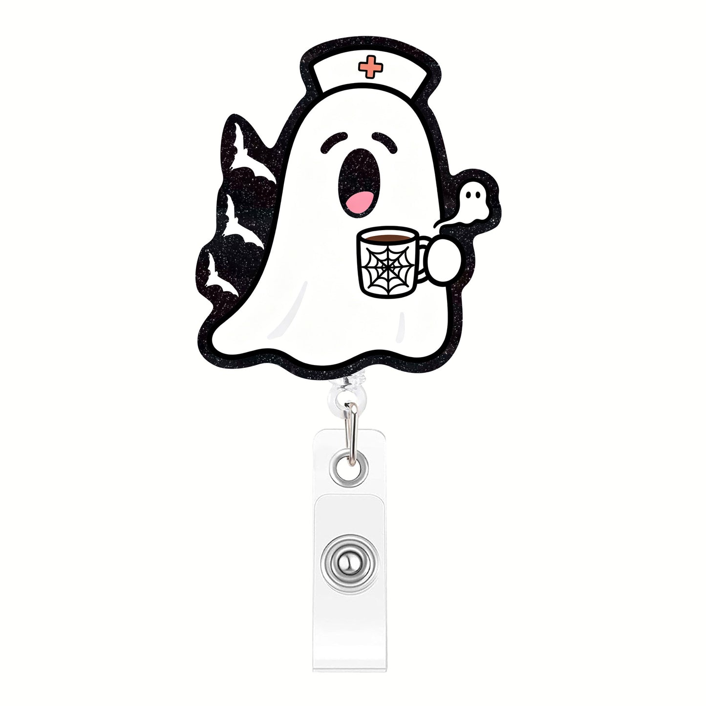 BOO Is Tired Of Coffee Acrylic Badge Reel