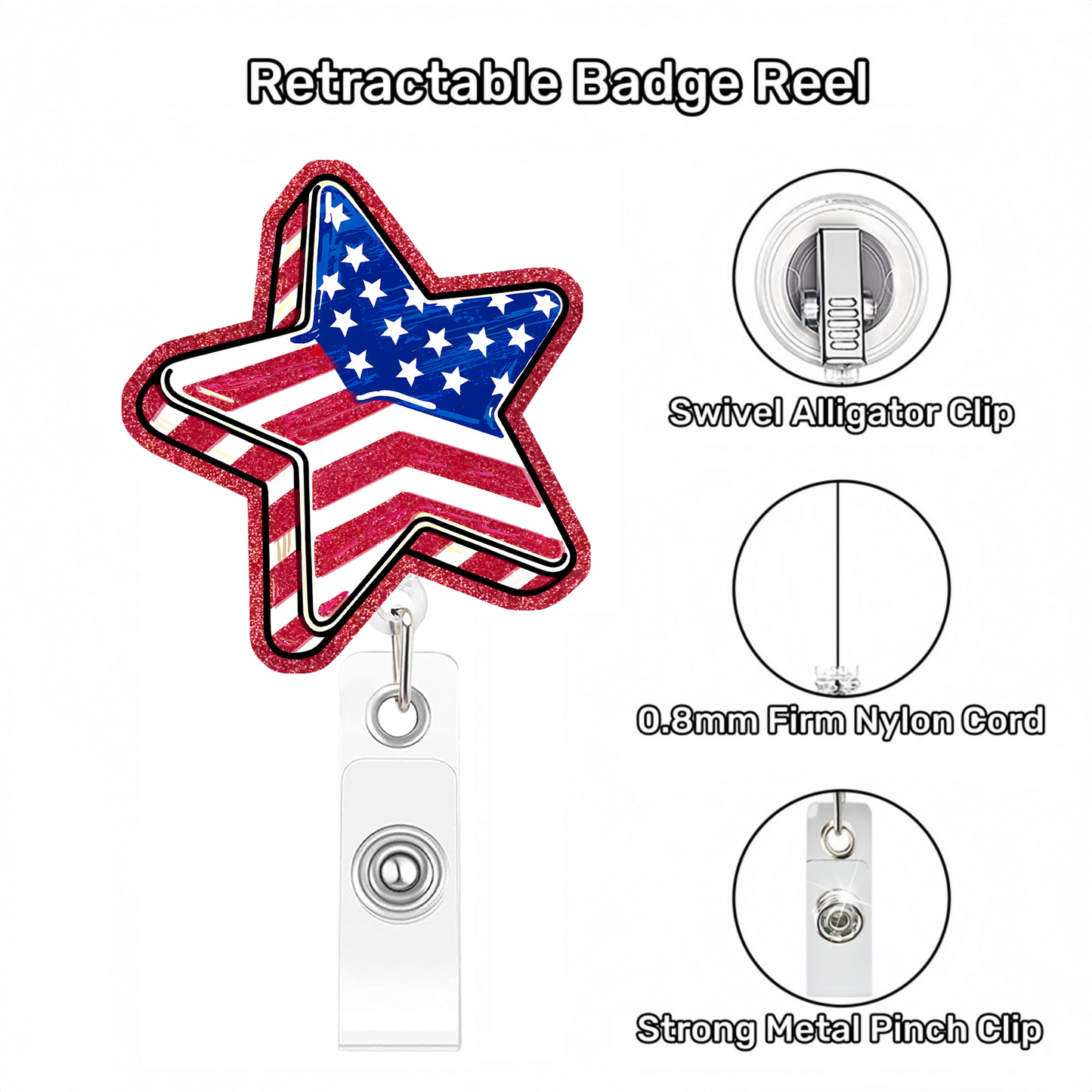 Acrylic The Star-Shaped Flag Badge Reel