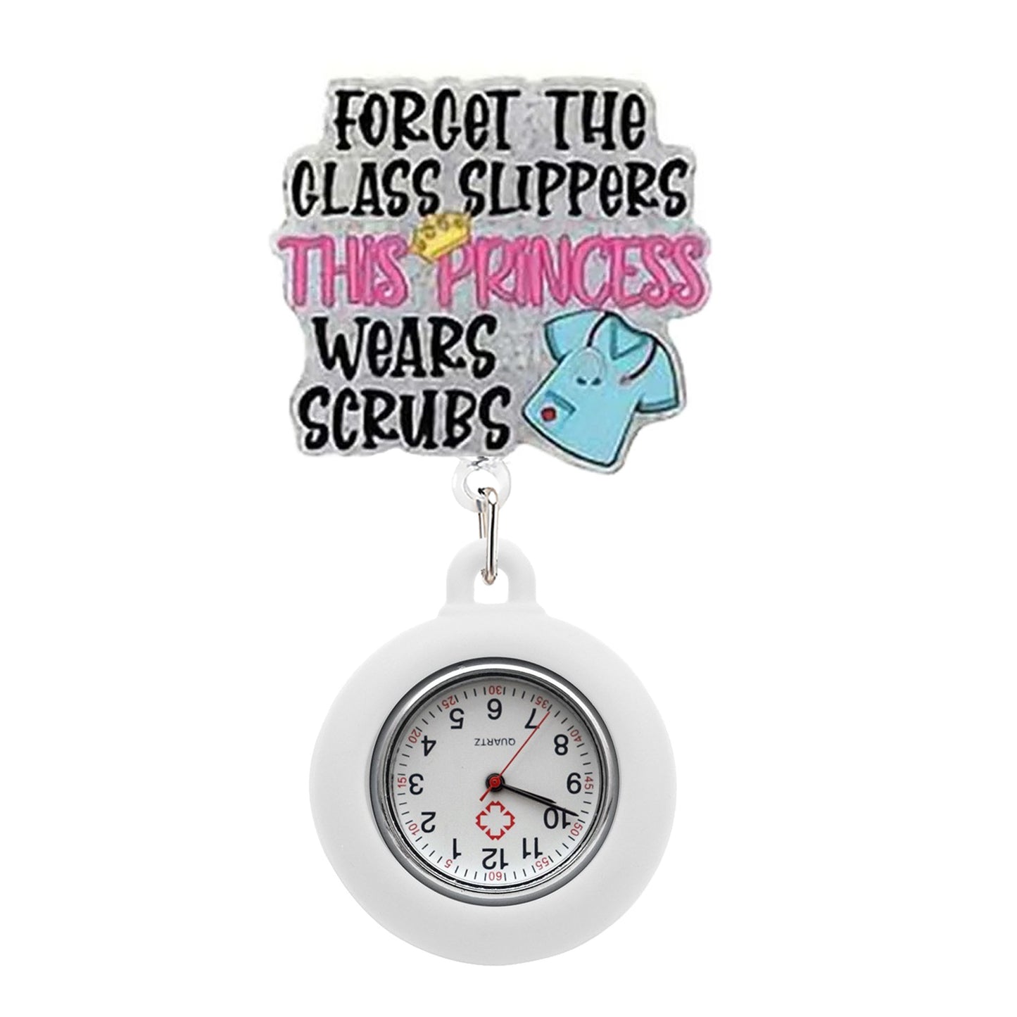 FORGET THE GLASS SLIPPERS BADGE REEL With Fob Watch