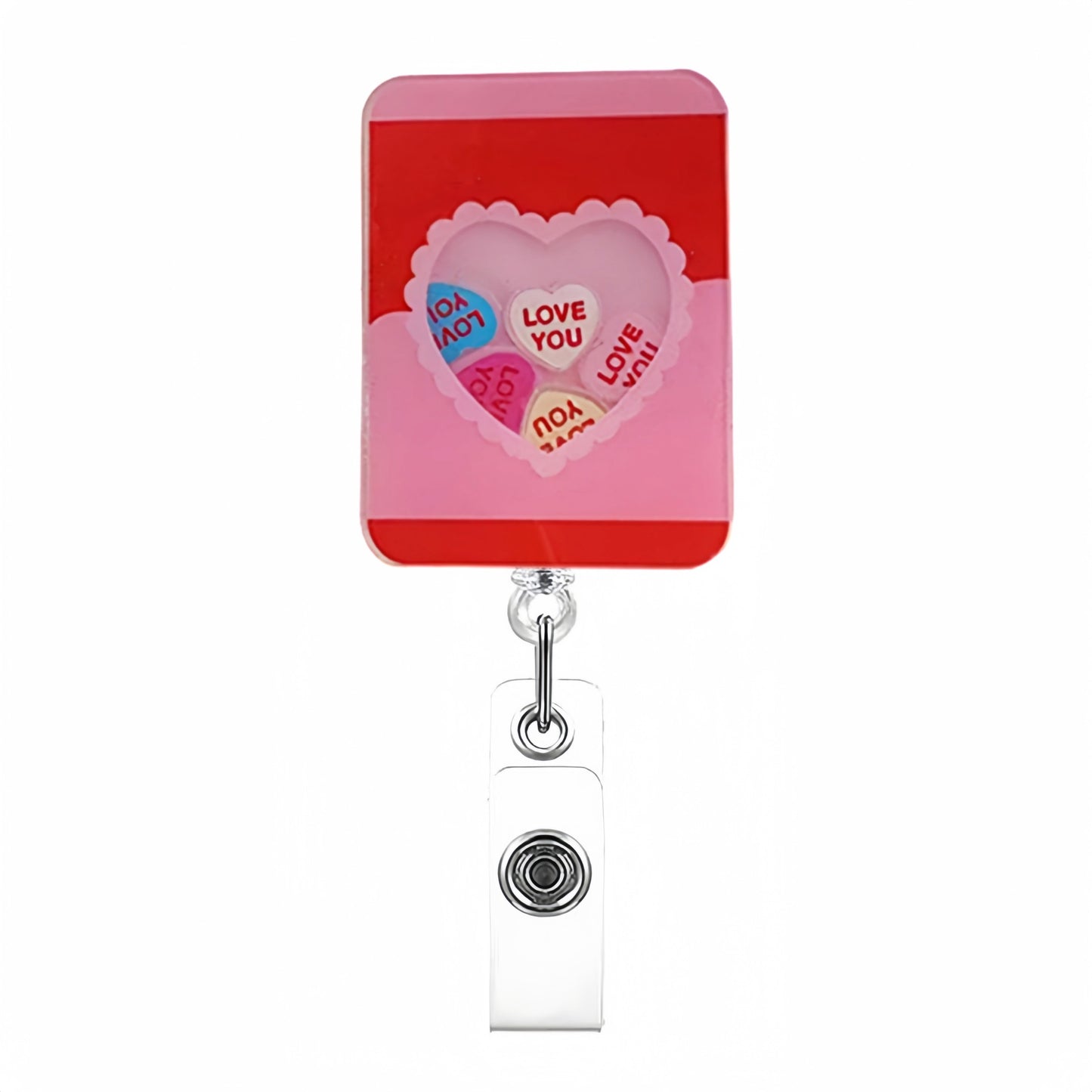 Red Love Bottle Rocking Fun Acrylic Badge Reel