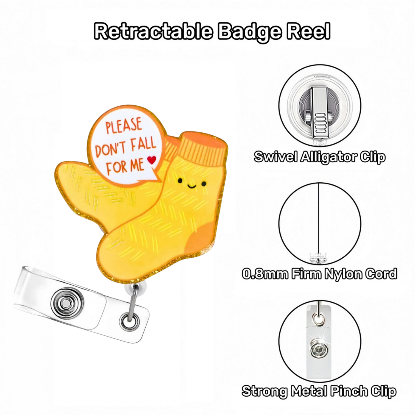 Acrylic Cute Yellow Socks Badge Reel