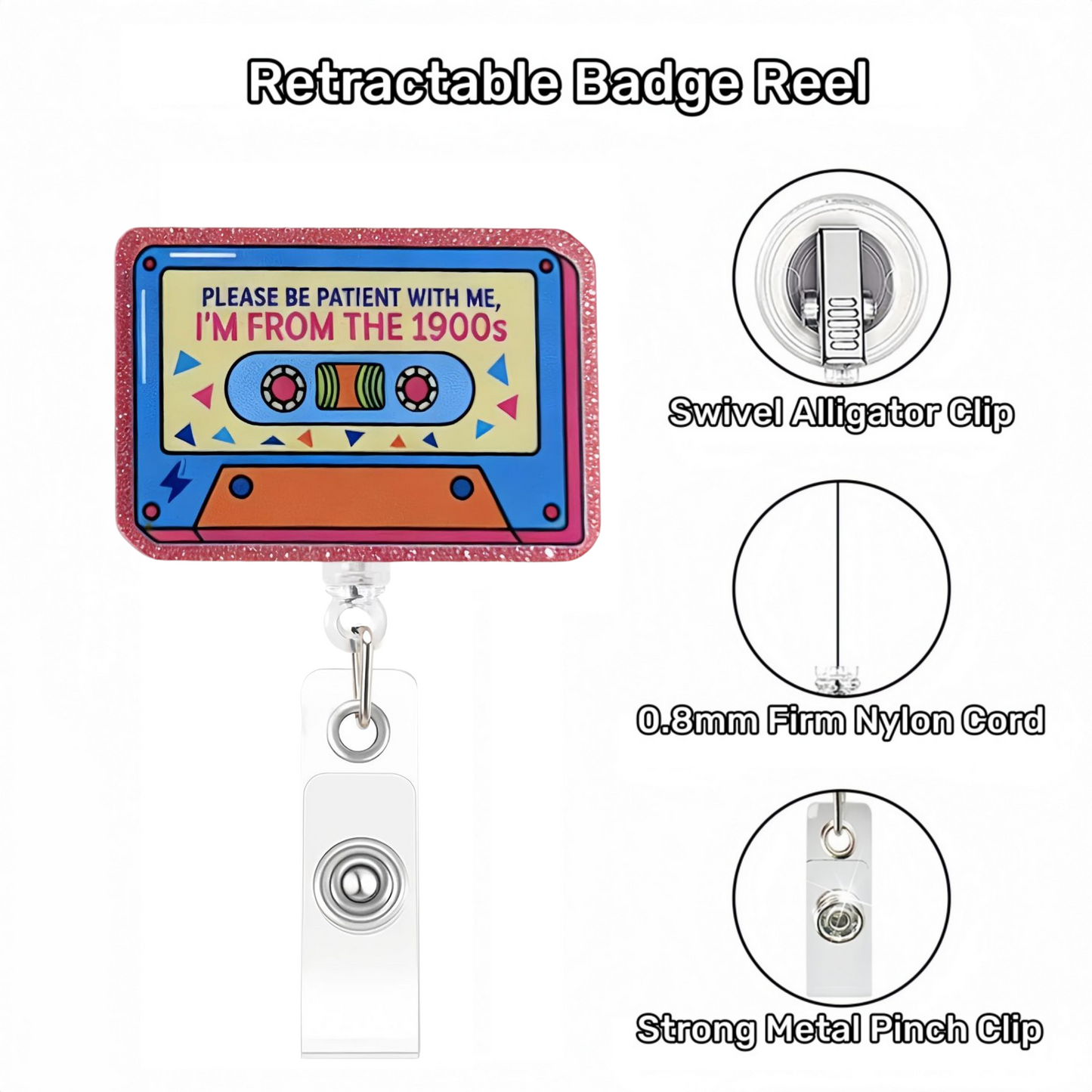 Acrylic Cassette Tape with I From The 1900 Badge Reel