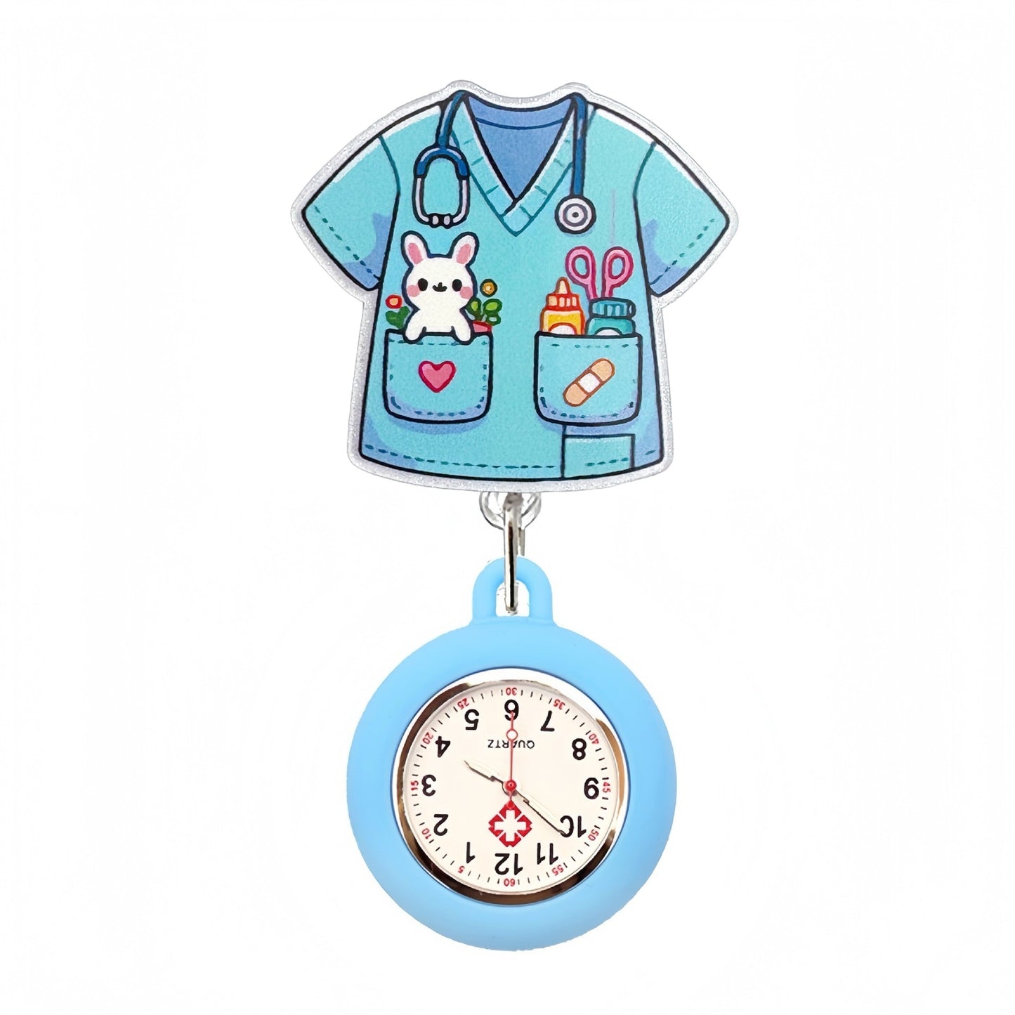 Acrylic Blue Clothes Badge Reel with Fob Watch