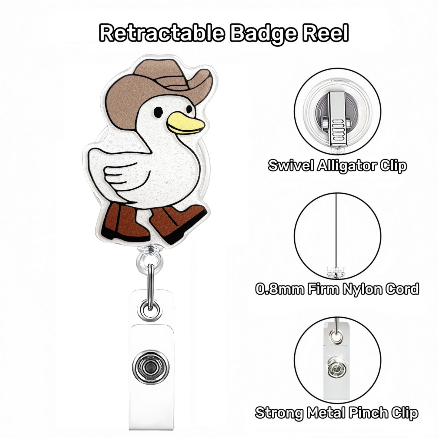 Acrylic Brown Western Cowboy Goose Badge Reel