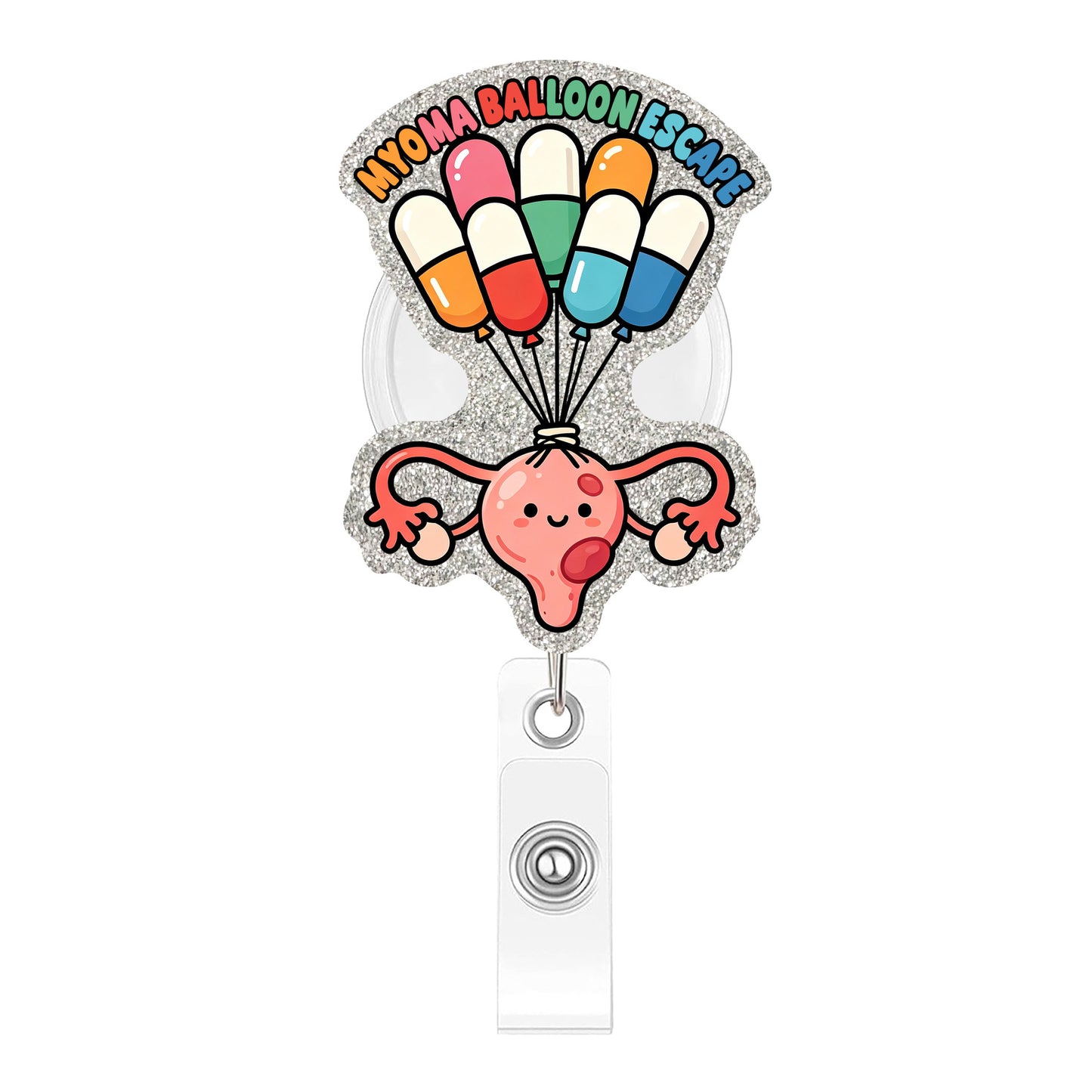 Myoma Balloon Escape Acrylic Badge Reel