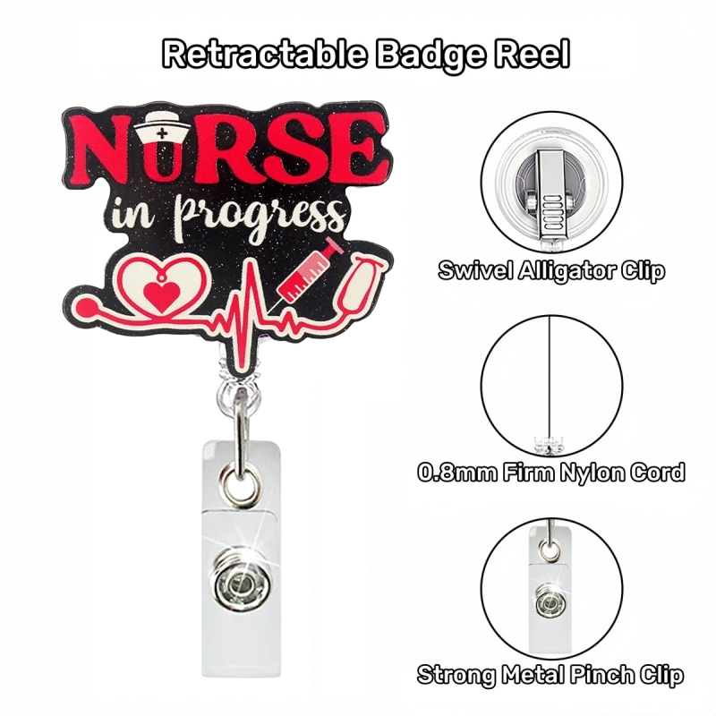 Acrylic Red Word Nurse Badge Reel
