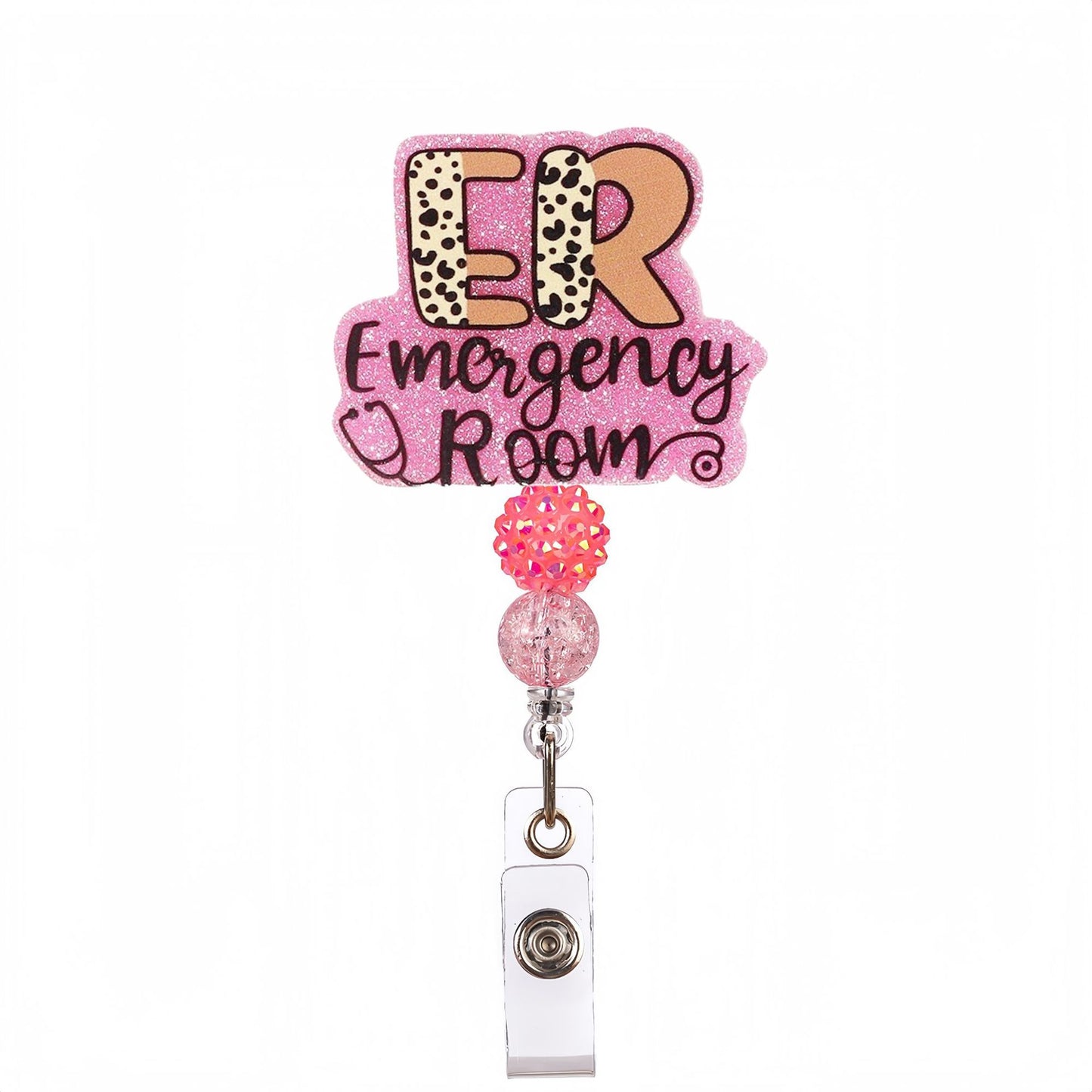 Acrylic Emergency Room Beaded Retractable Badge Reel