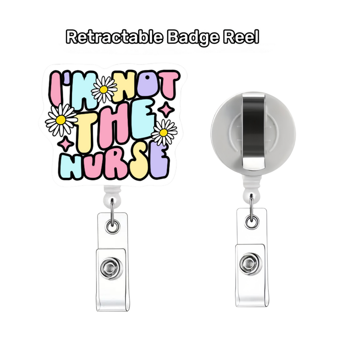Acrylic Colorful Letters and Daisies Badge Reel