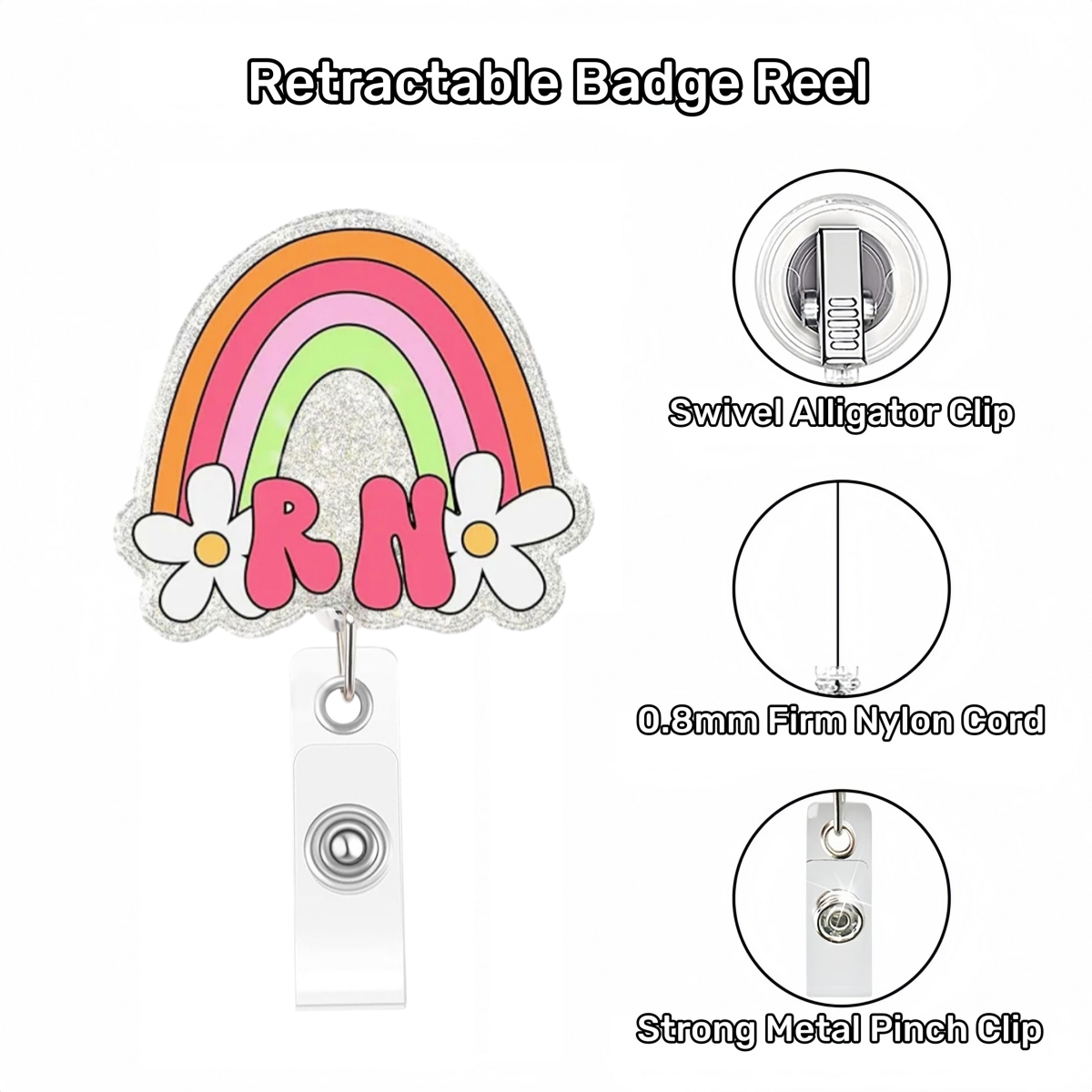 Acrylic Rainbow with RN Badge Reel