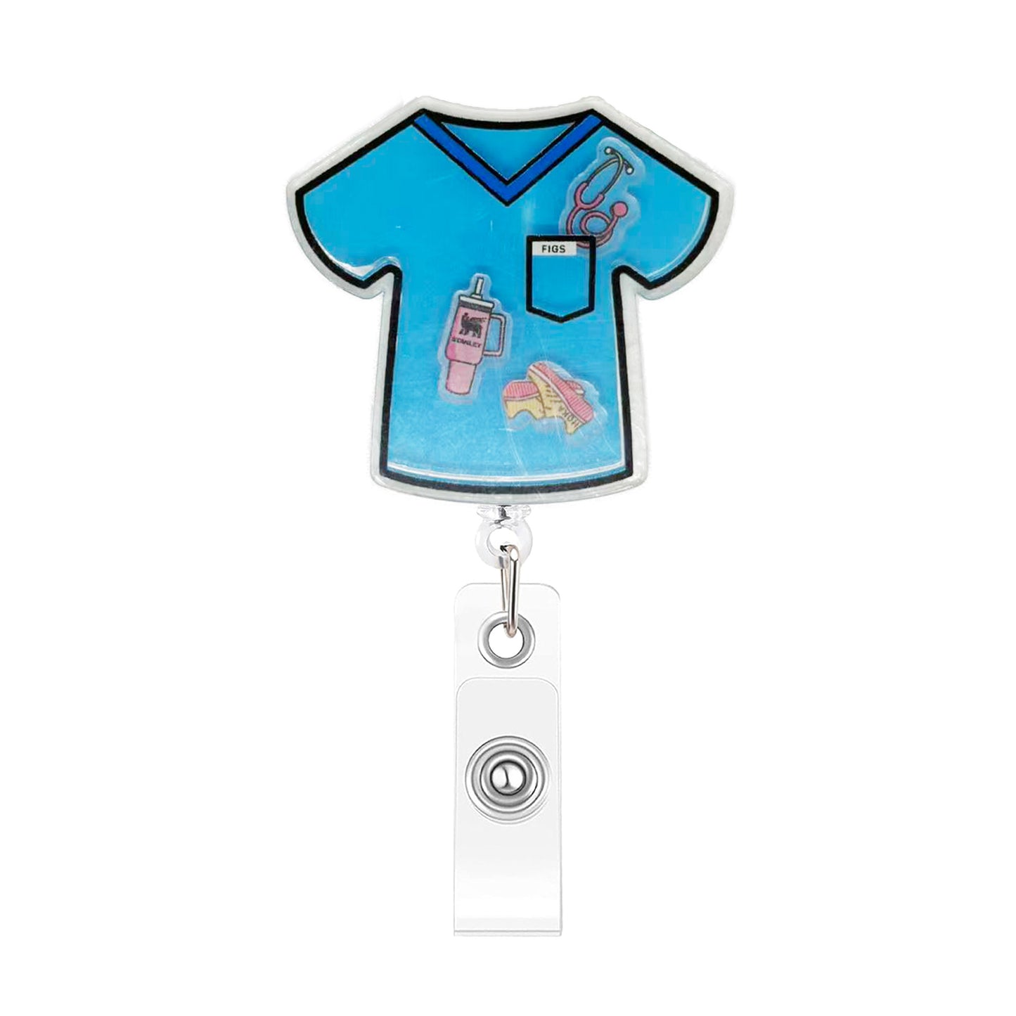 Blue Clothes Rocking Fun Acrylic Badge Reel