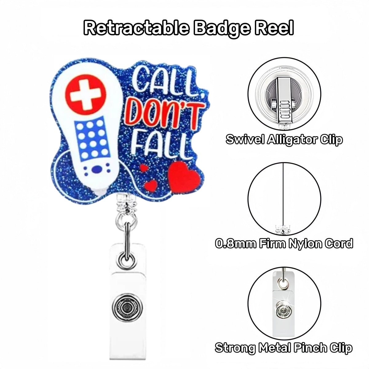 Acrylic Call Dont Fall Phone Badge Reel