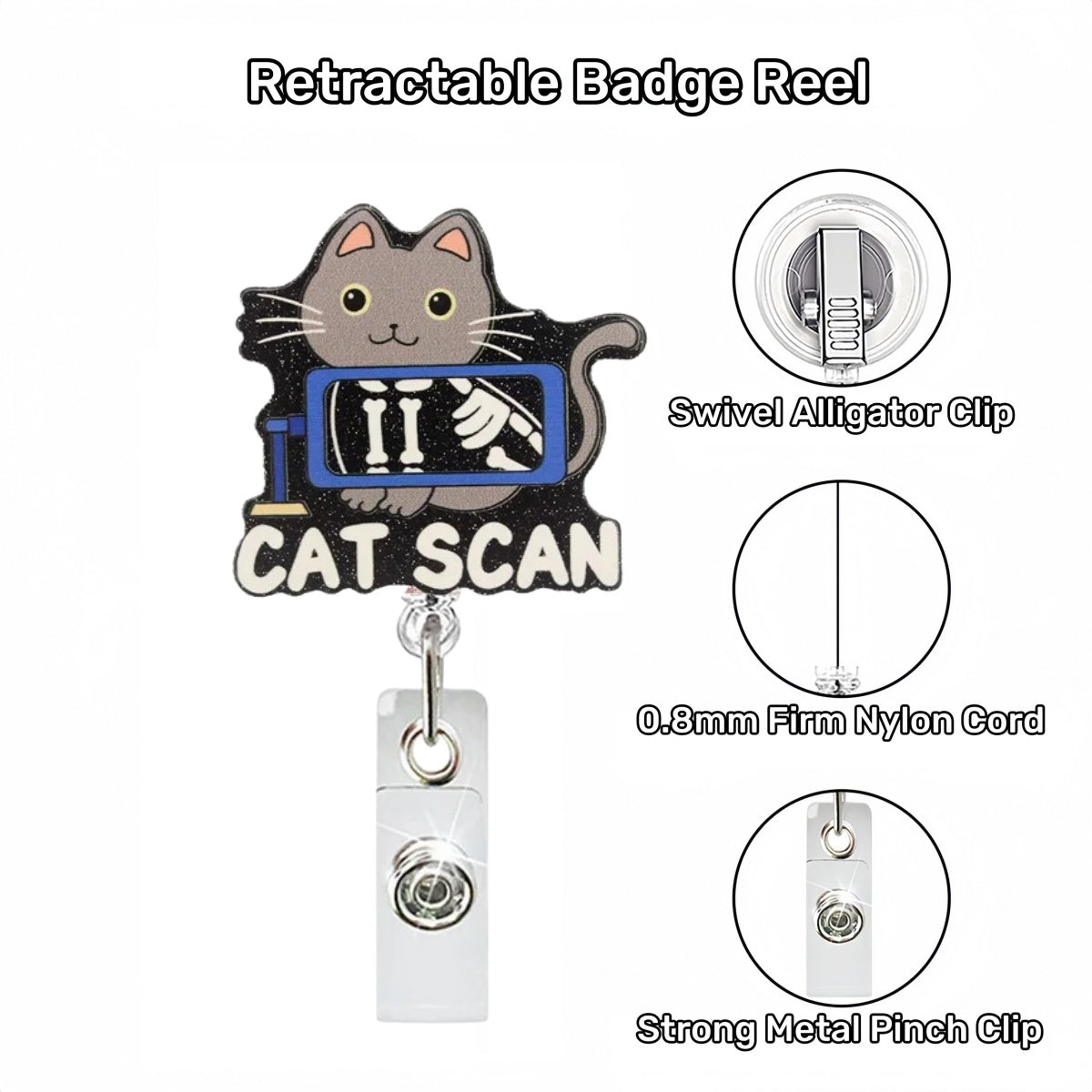 Acrylic Cat Scan Nurse Badge Reel