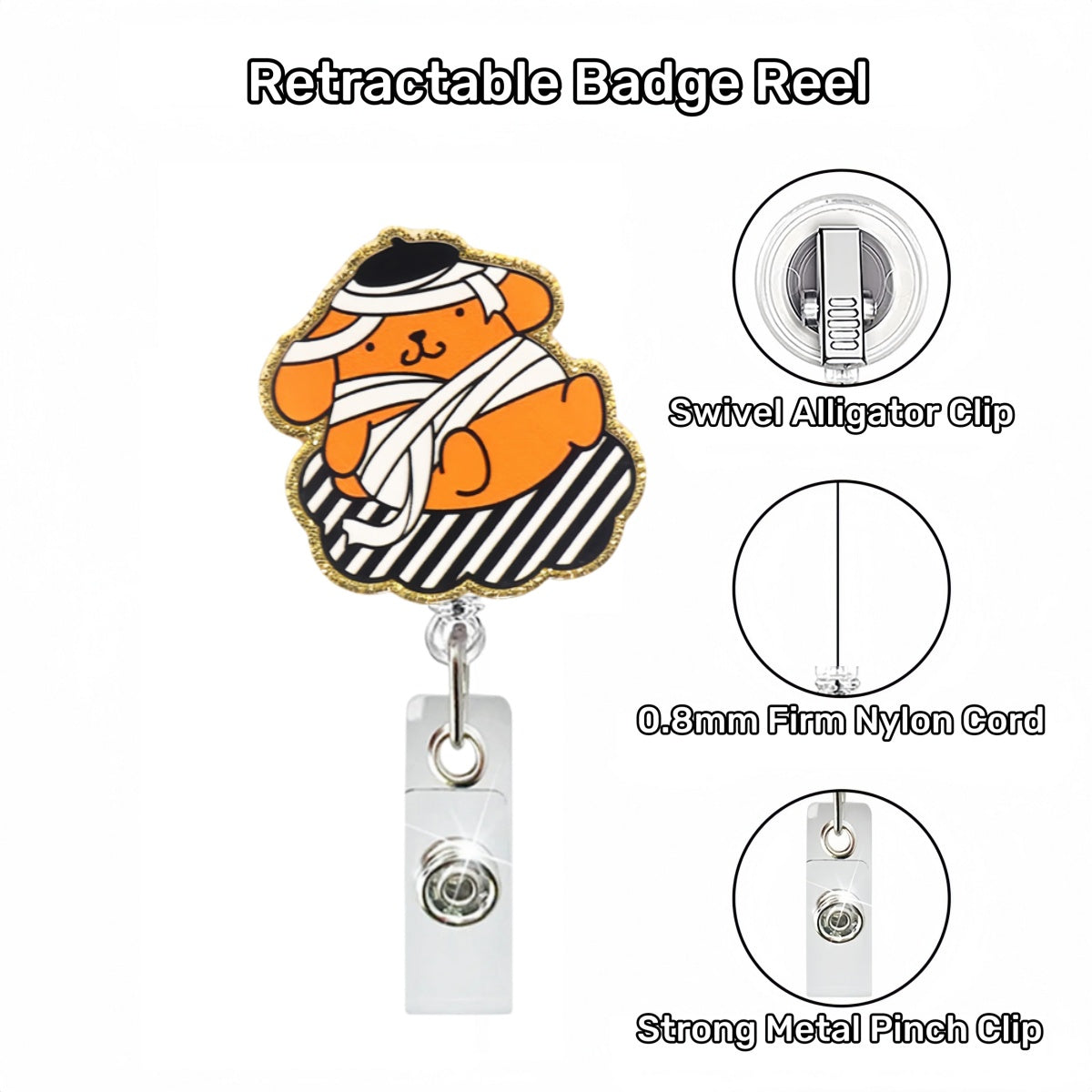 Acrylic Tied Up Injuired Dog Badge Reel
