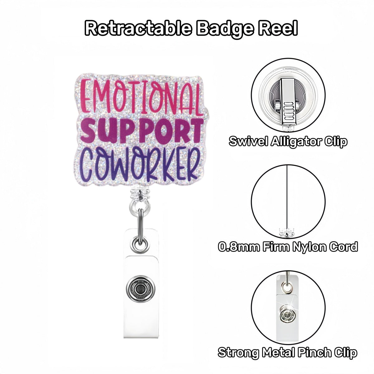 Acrylic Emotional Support Badge Reel for Coworkers
