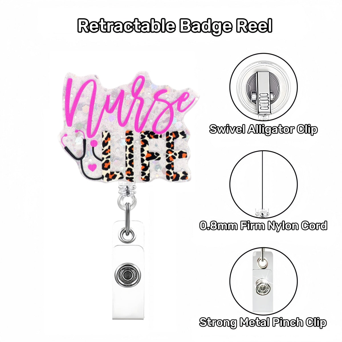 Acrylic Nurse Life Retractable Badge Reel