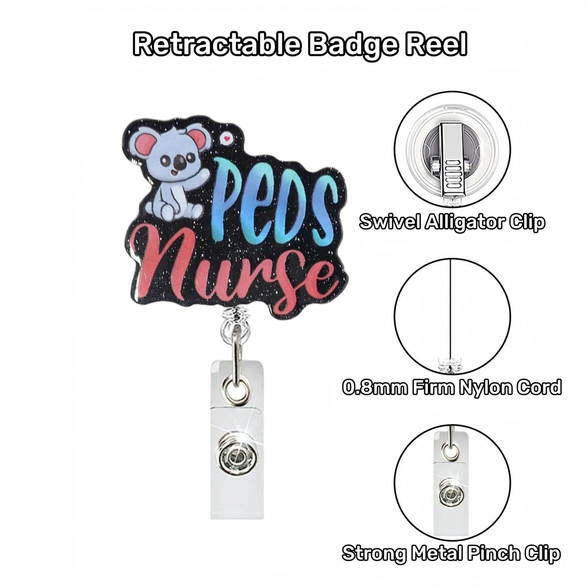 Acrylic PEDS Nurse Badge Reel