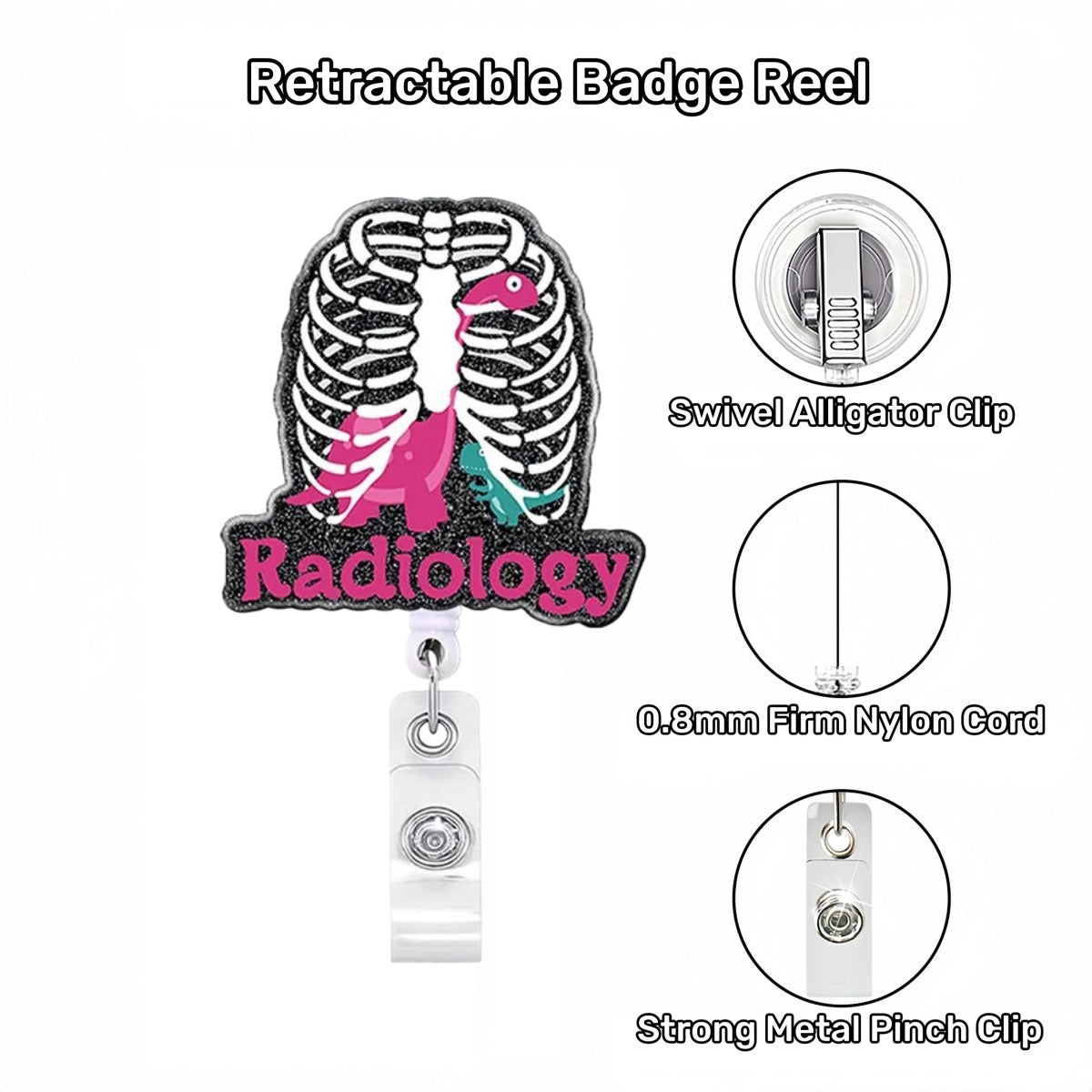 Acrylic Radiology Skelton Nurse Badge Reel